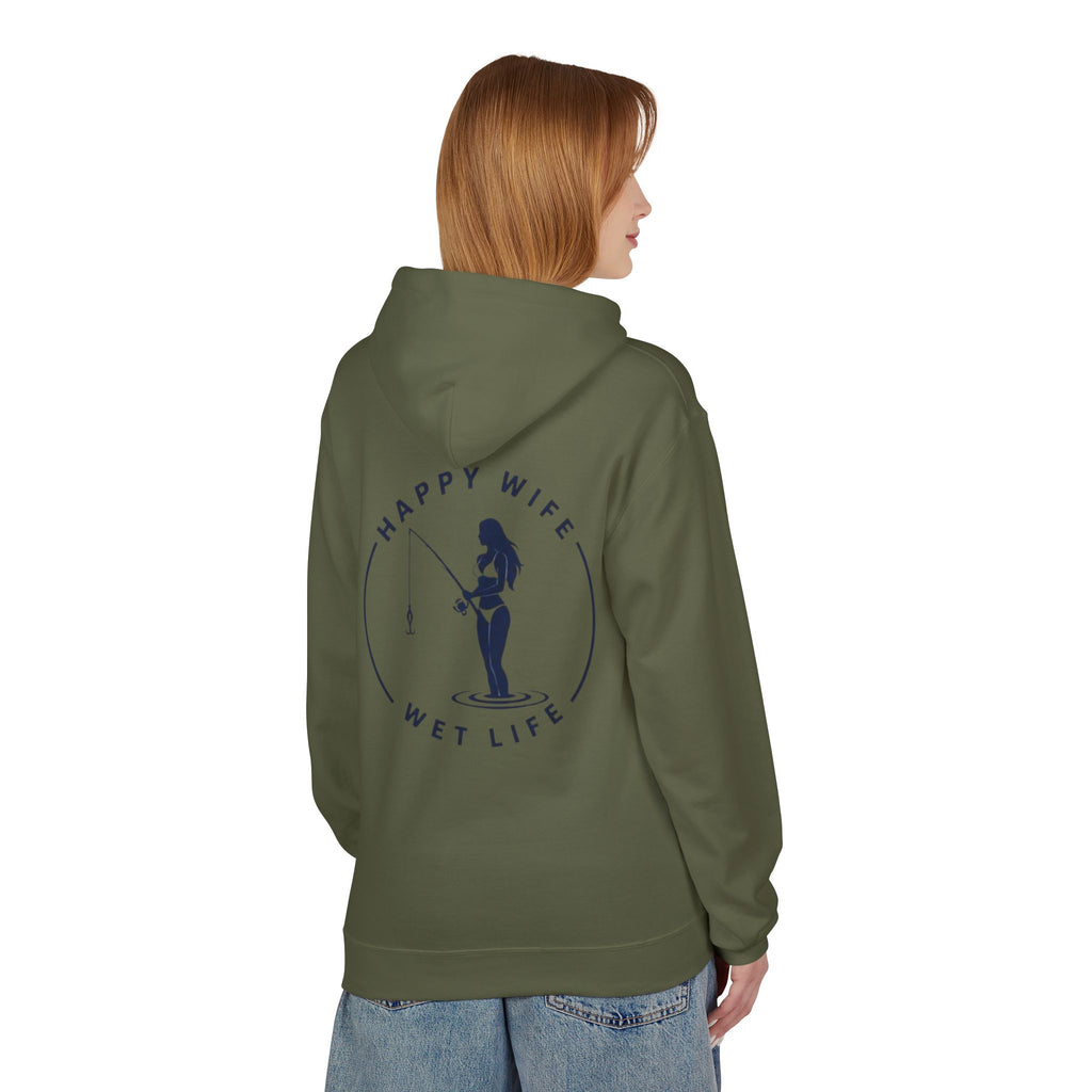 Happy Wife Wet Life Surf Hoodie — Minimal Surf Graphic Pullover