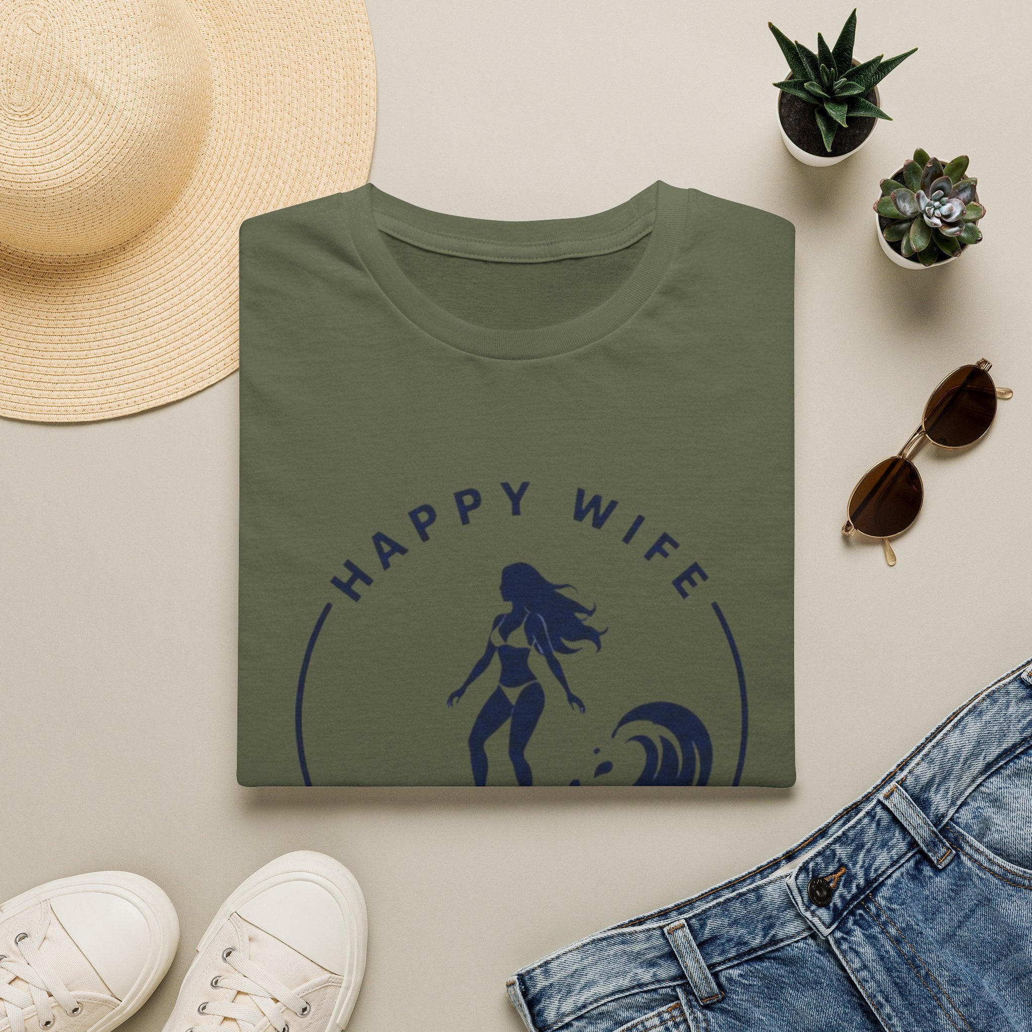 Unisex Happy Wife Wet Life Surf T-Shirt