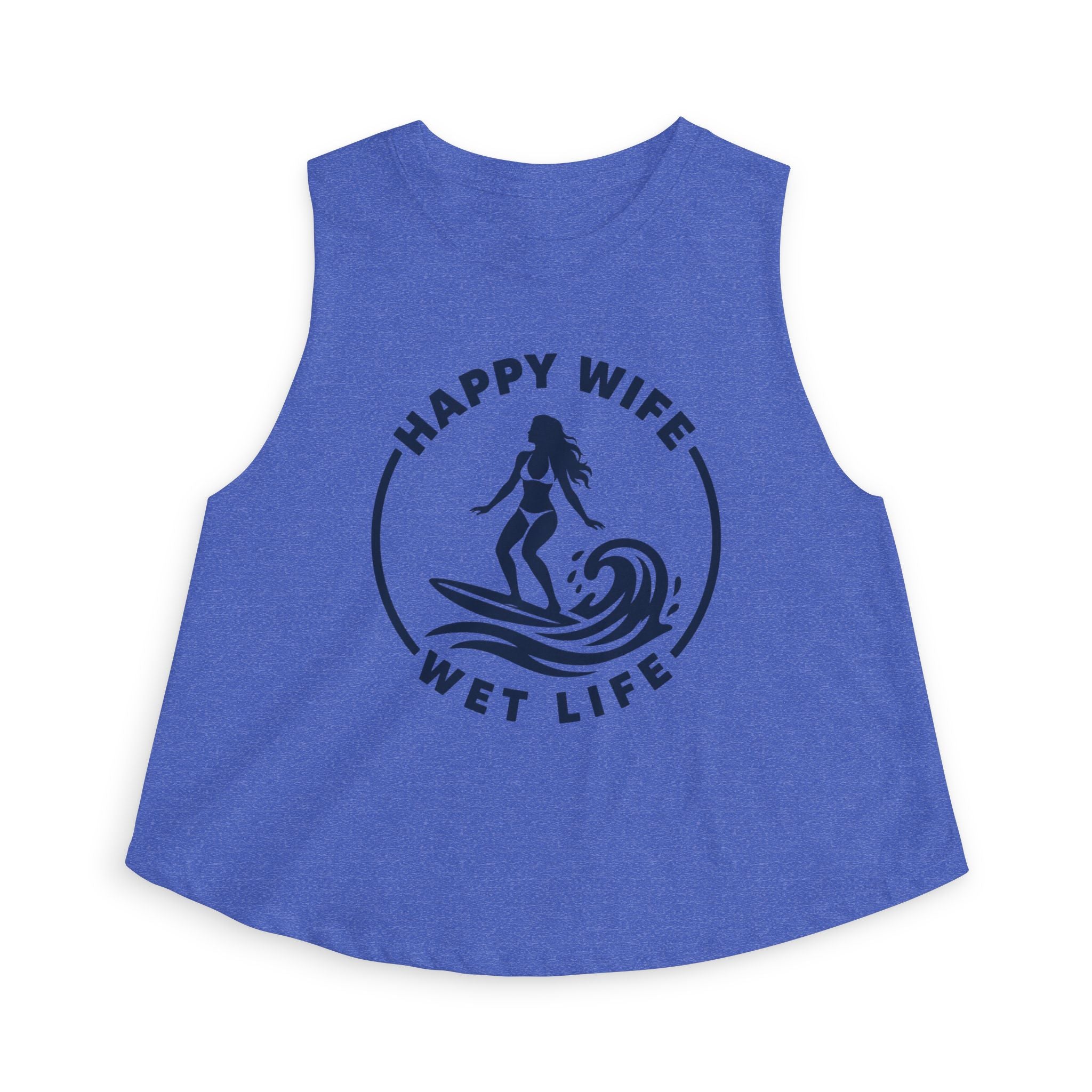 Happy Wife Wet Life Woman Surfing Crop Top — Surfing Summer Tank for Surfing Wives