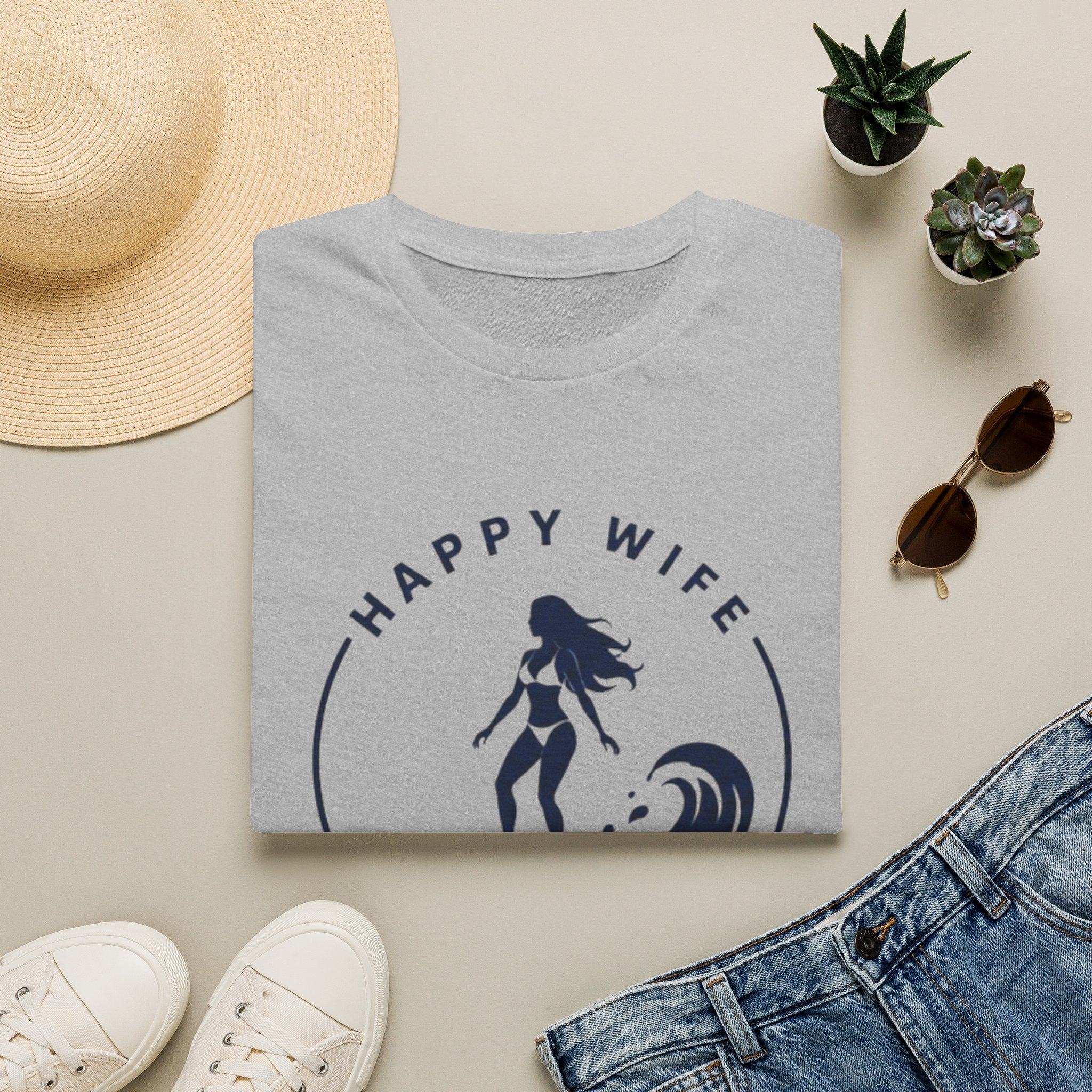Unisex Happy Wife Wet Life Surf T-Shirt