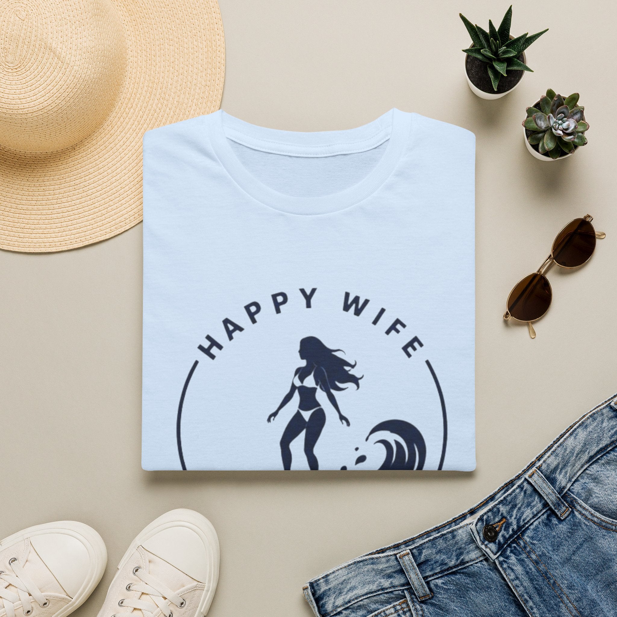 Unisex Happy Wife Wet Life Surf T-Shirt