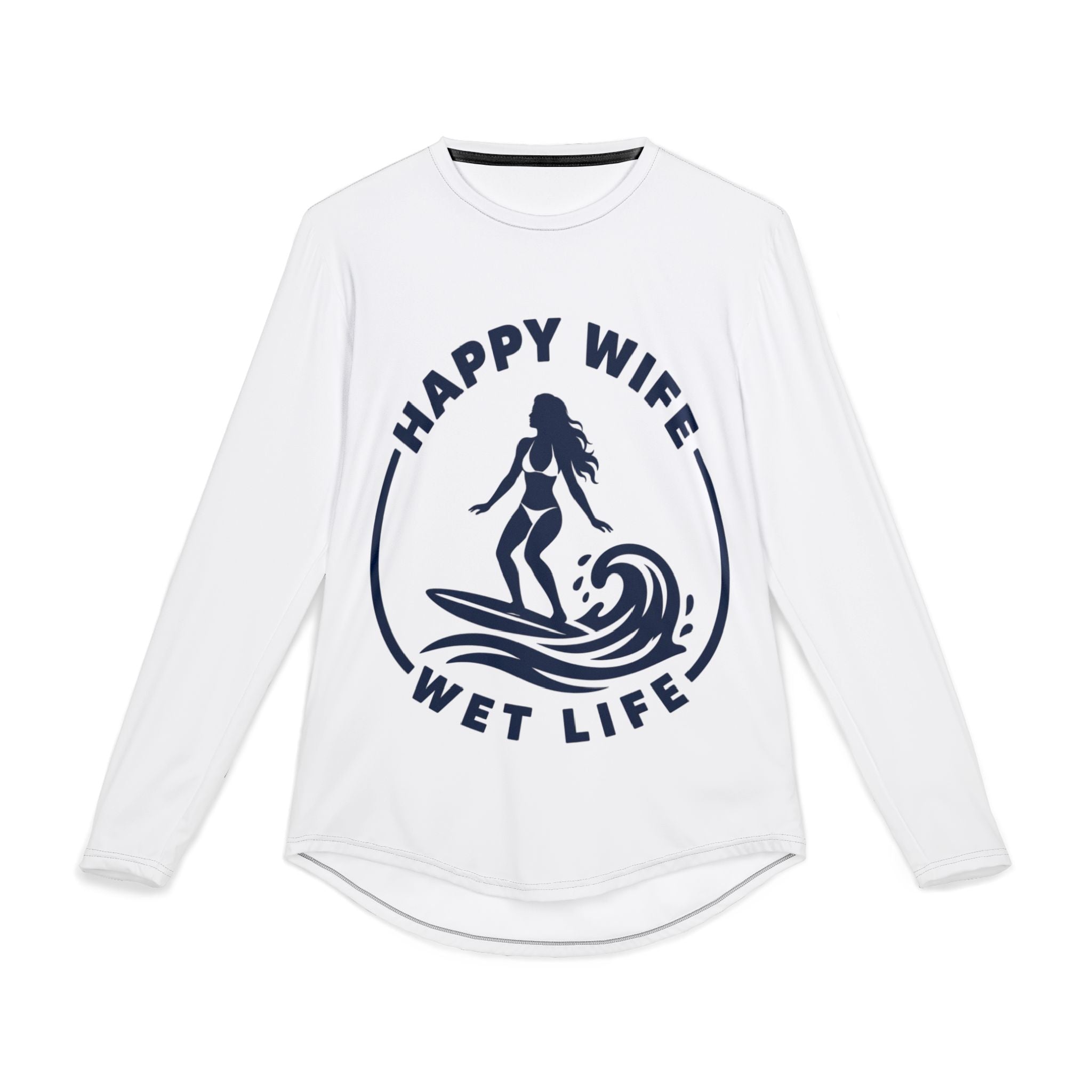 Men's UV Protection Long Sleeve Shirt — "Happy Wife Wet Life" Coastal Sun Shirt