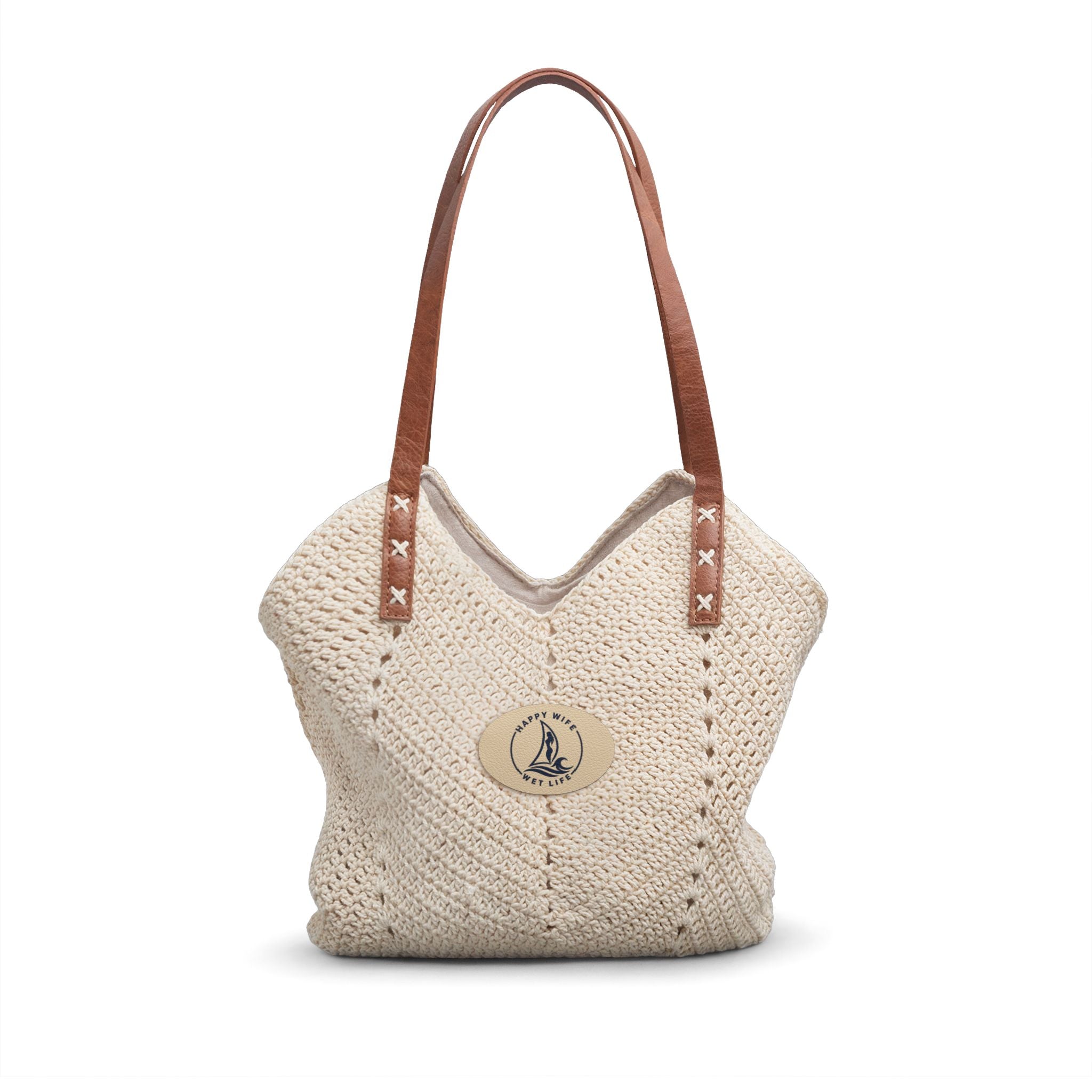 Woven Straw Shoulder Bag with Leather Straps – Boho Beach Tote