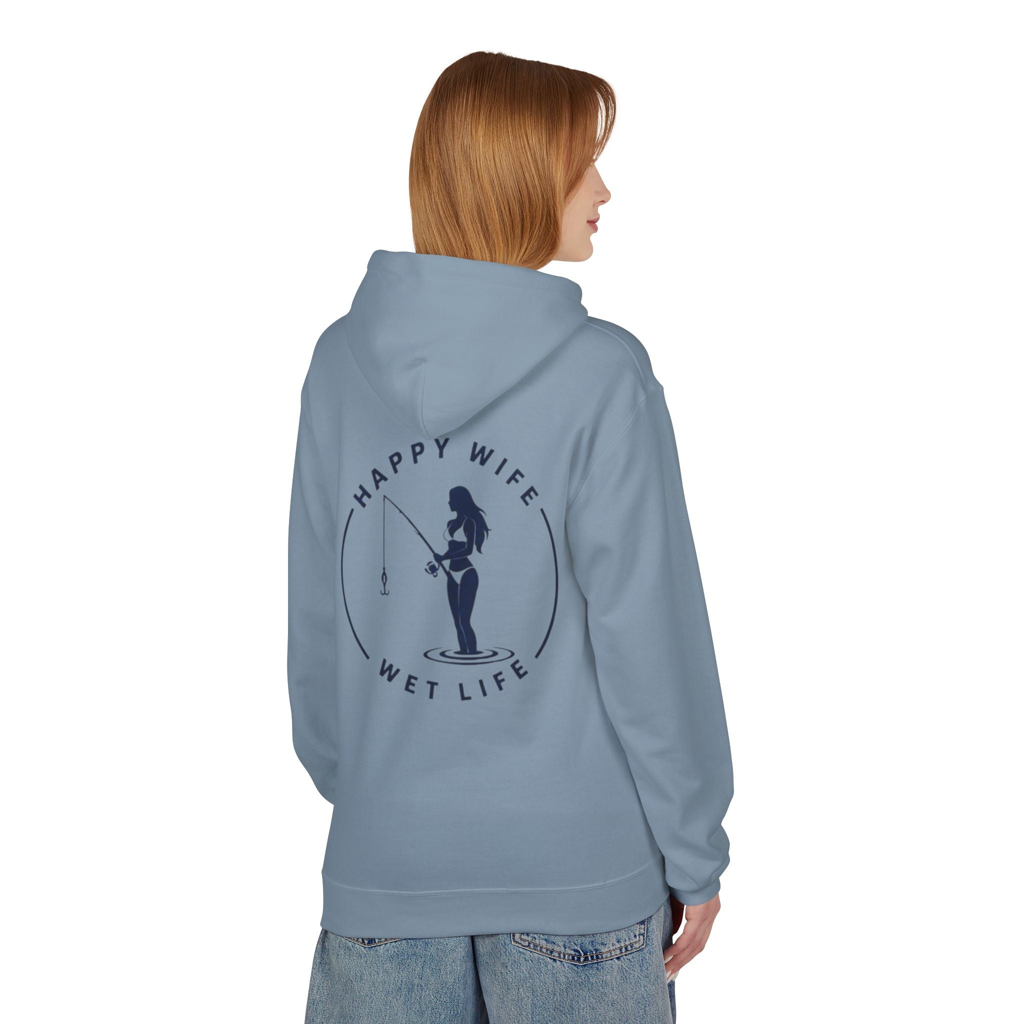 Happy Wife Wet Life Surf Hoodie — Minimal Surf Graphic Pullover