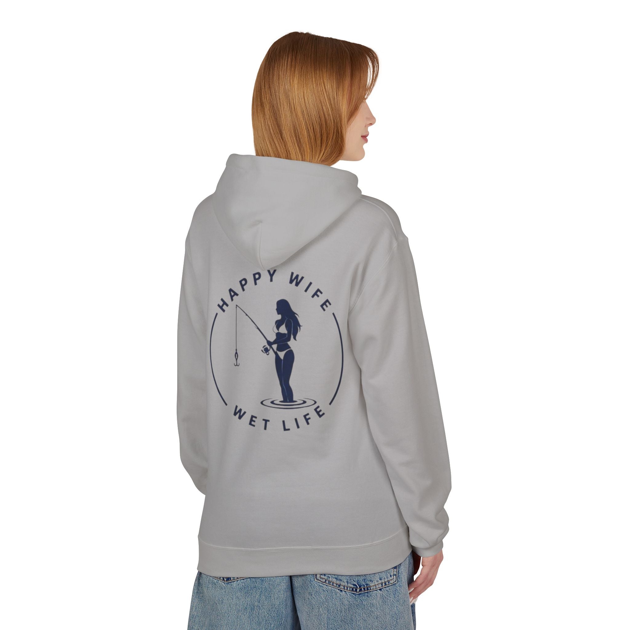 Happy Wife Wet Life Surf Hoodie — Minimal Surf Graphic Pullover