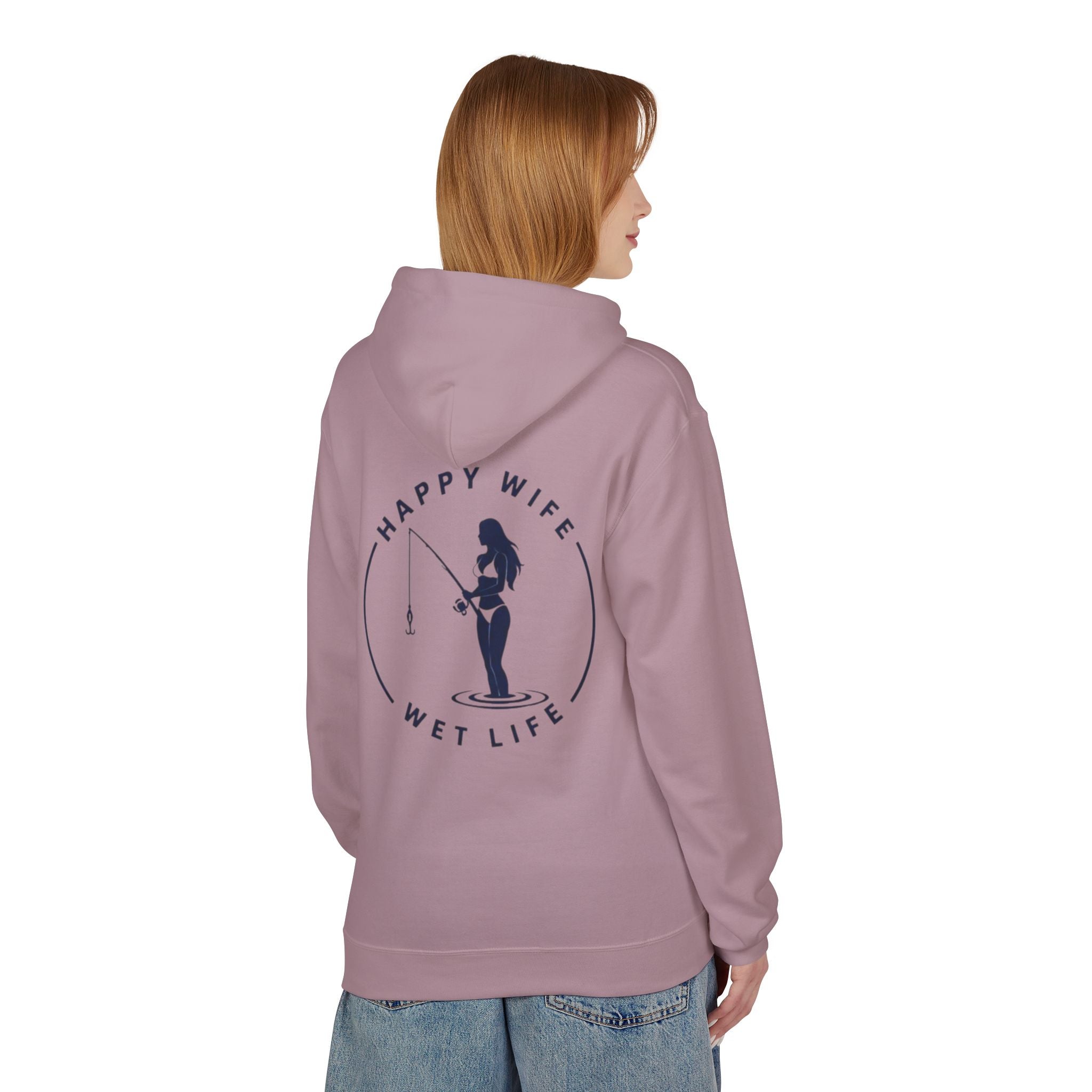 Happy Wife Wet Life Surf Hoodie — Minimal Surf Graphic Pullover