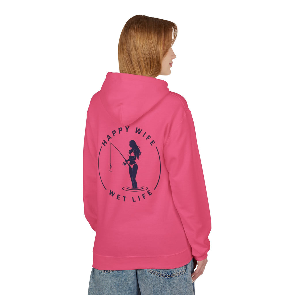 Happy Wife Wet Life Surf Hoodie — Minimal Surf Graphic Pullover
