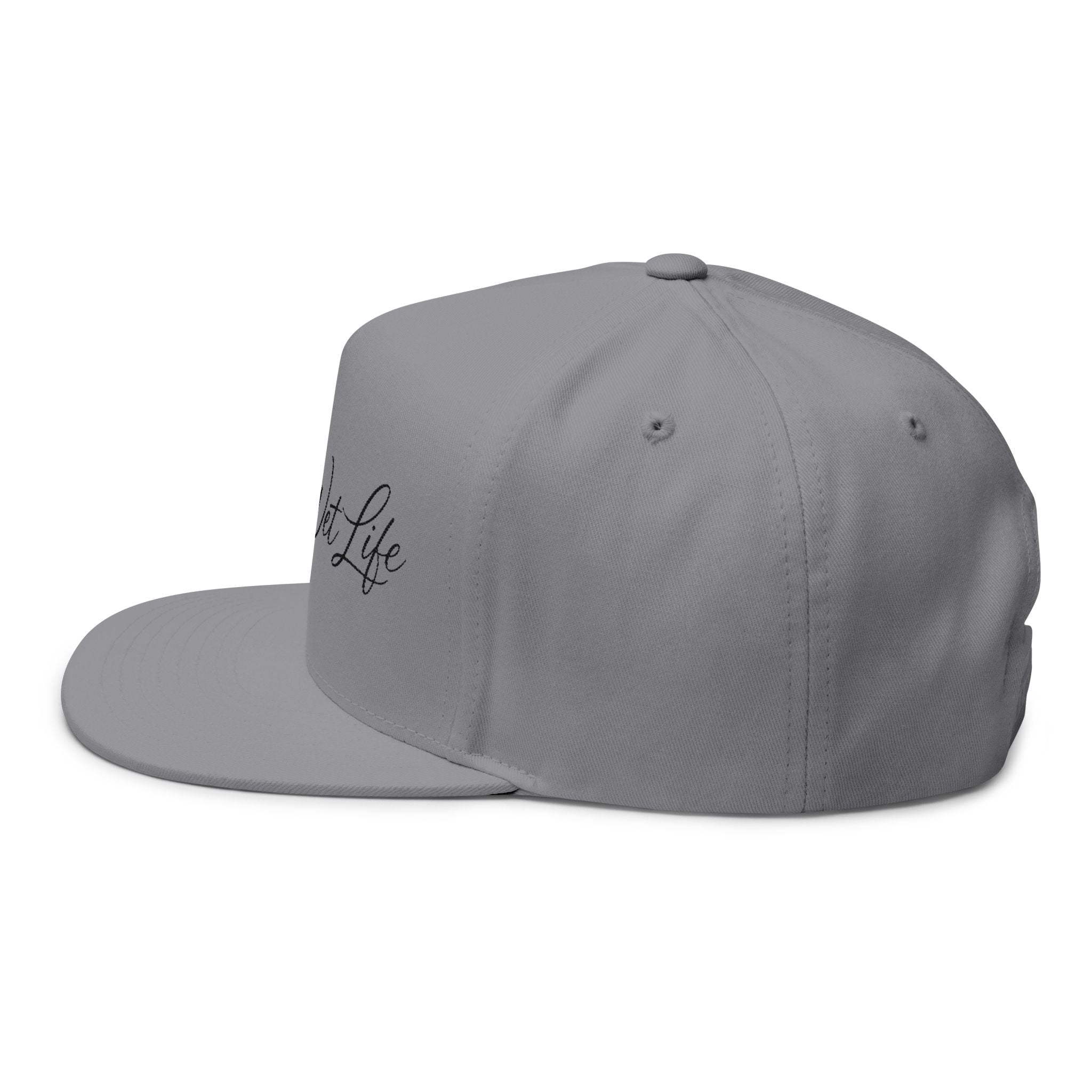 Flat Bill Cap — "Live the Wet Life" Embroidered Snapback (Fishing & Beach Lifestyle)