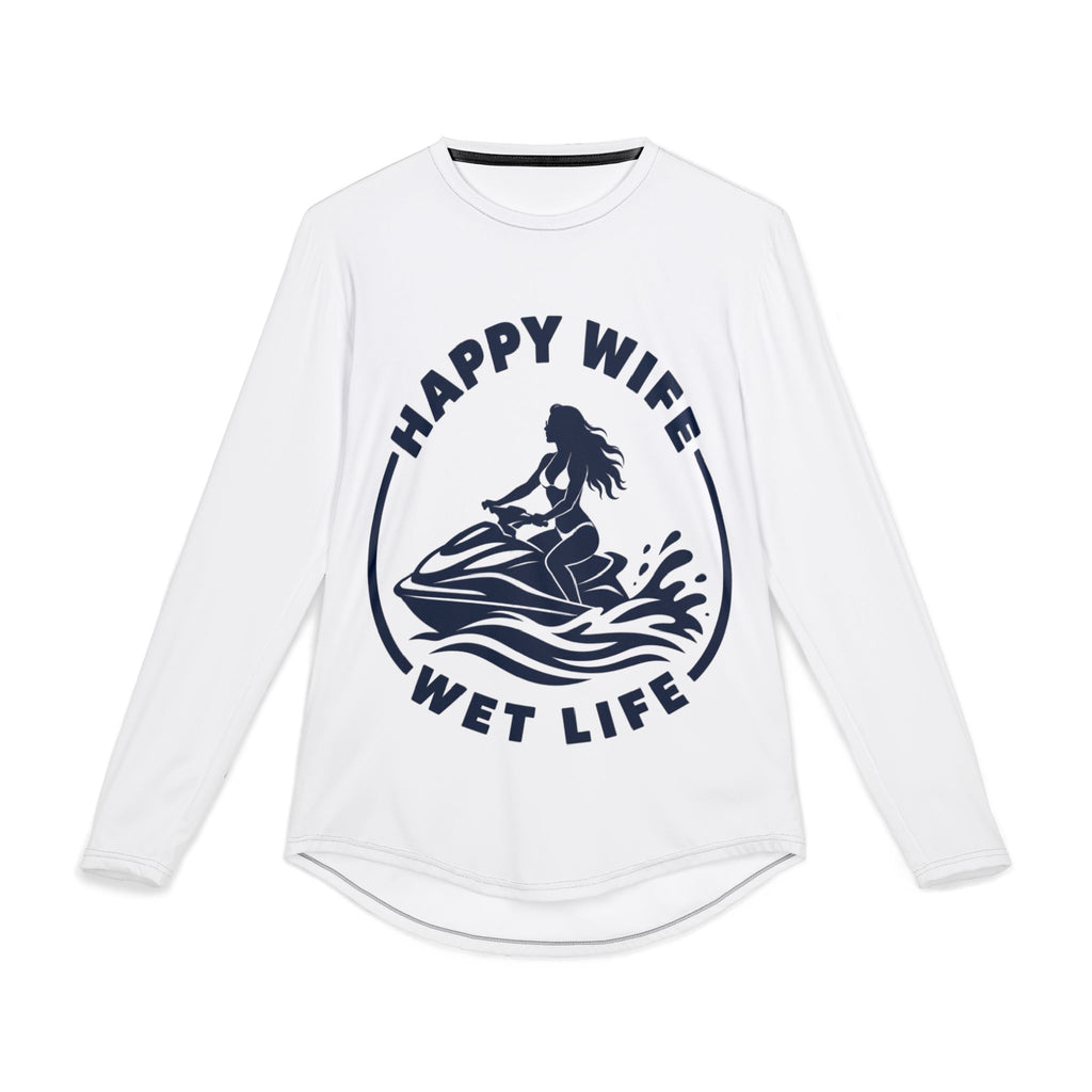 Men's UV Protection Long Sleeve Jet Ski Shirt — "Happy Wife Wet Life" Coastal Sun Jet Ski Shirt