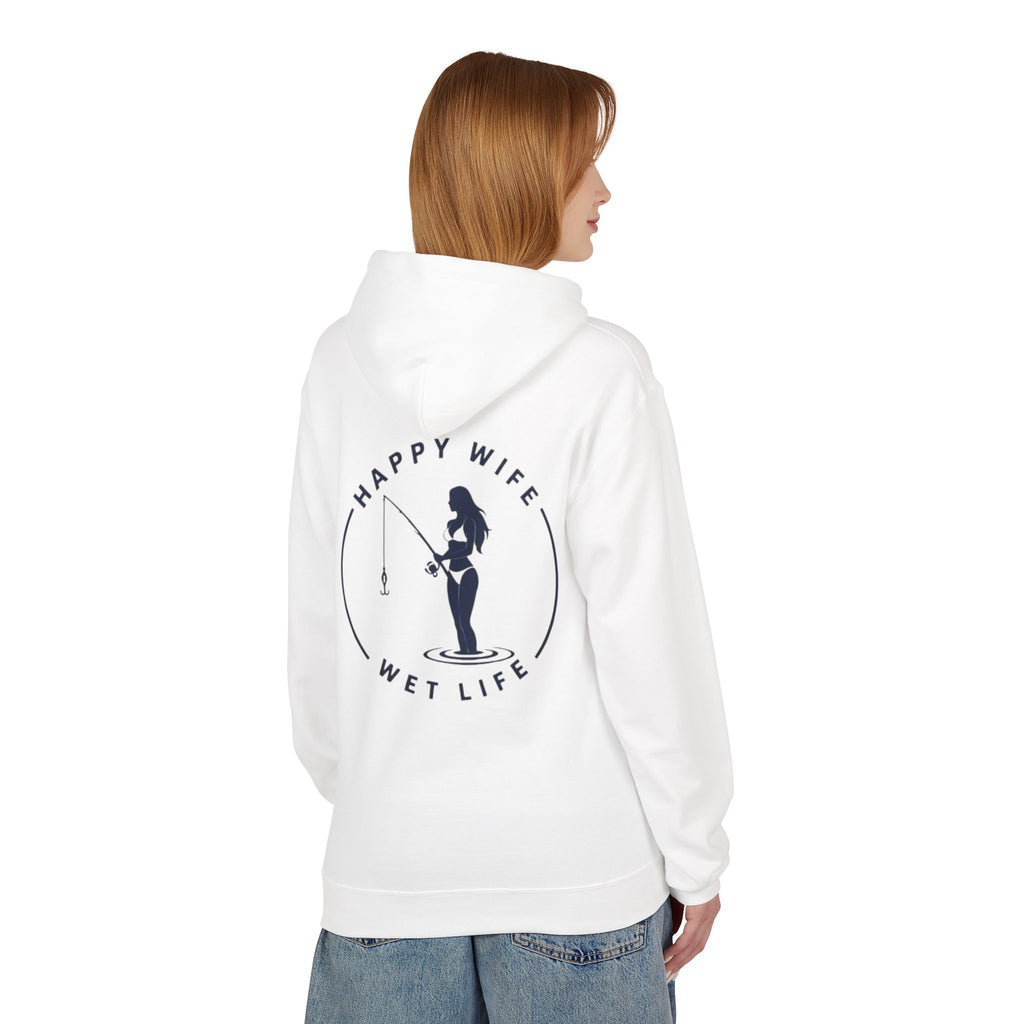 Happy Wife Wet Life Surf Hoodie — Minimal Surf Graphic Pullover