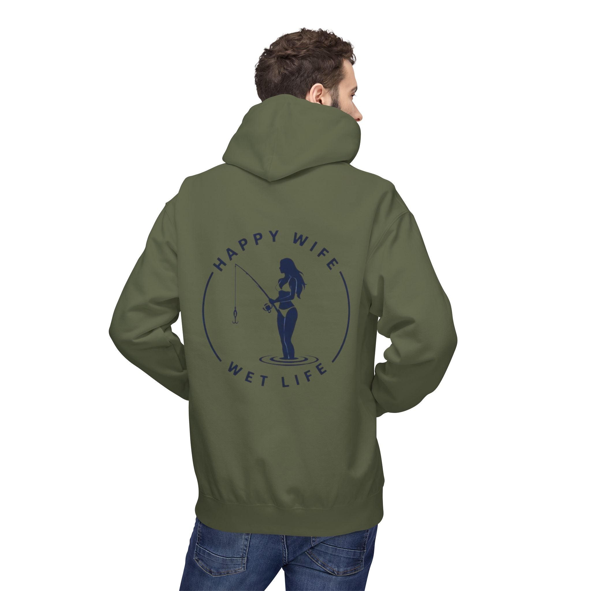 Happy Wife Wet Life Surf Hoodie — Minimal Surf Graphic Pullover