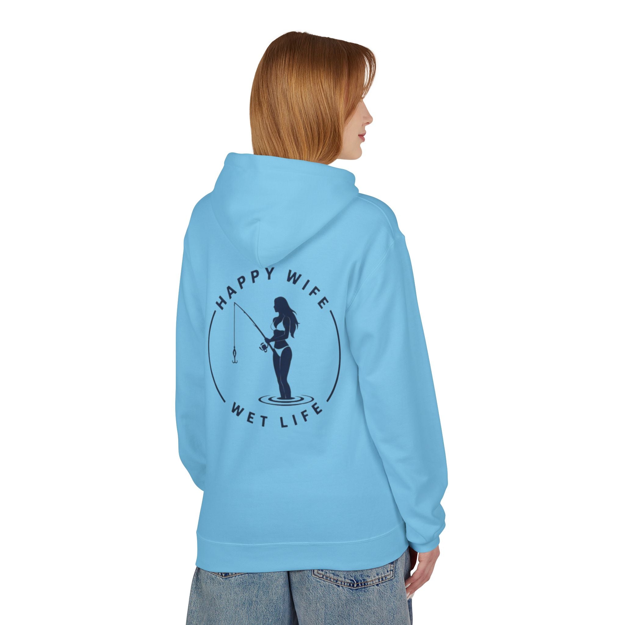 Happy Wife Wet Life Surf Hoodie — Minimal Surf Graphic Pullover