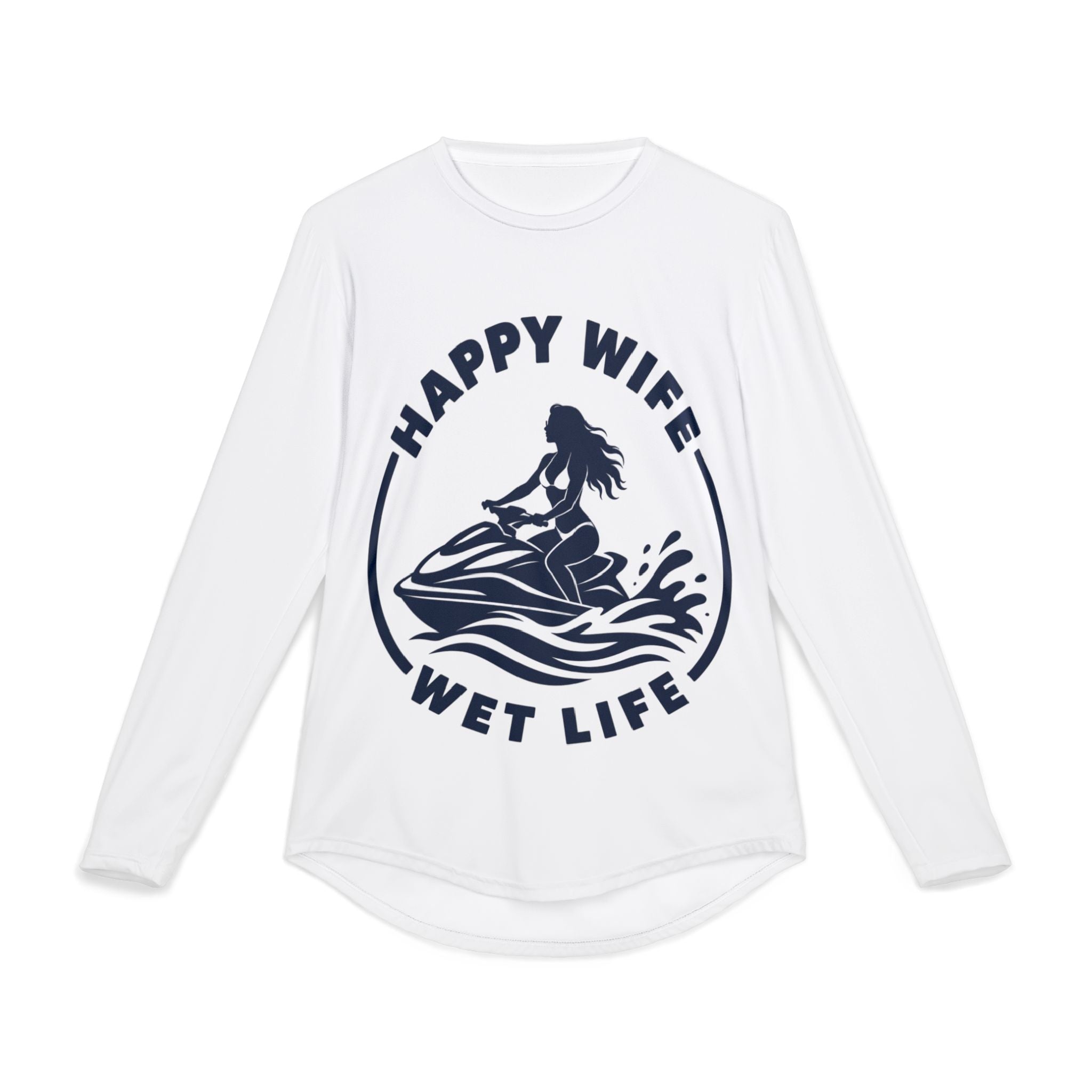 Men's UV Protection Long Sleeve Jet Ski Shirt — "Happy Wife Wet Life" Coastal Sun Jet Ski Shirt