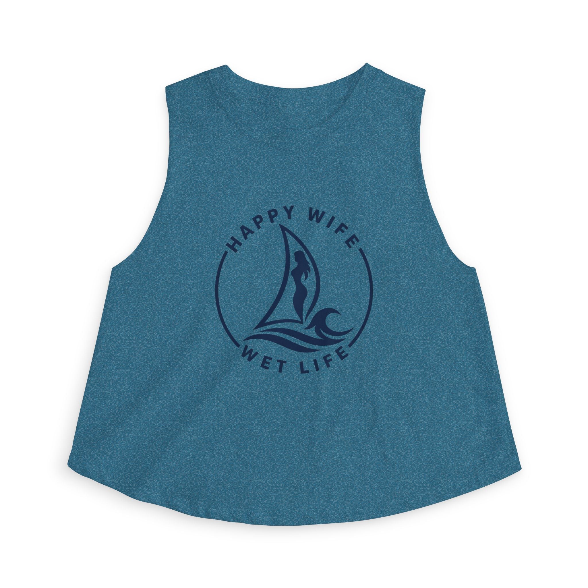 Happy Wife Wet Life Nautical Crop Top — Women's Sailboat Tank