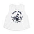 Happy Wife Wet Life Woman Boating Crop Top — Boating Summer Tank for Surfing Wives