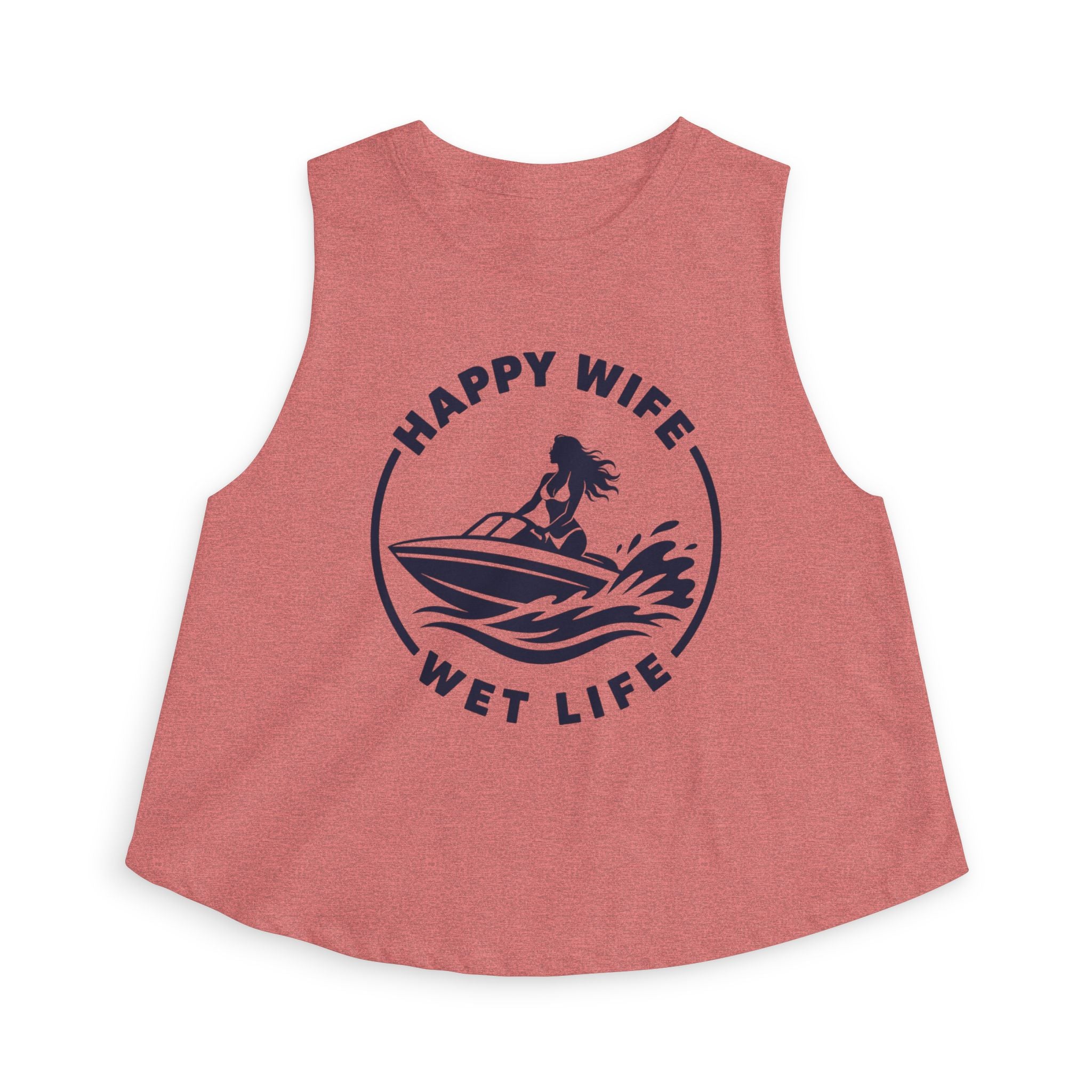 Happy Wife Wet Life Woman Boating Crop Top — Boating Summer Tank for Surfing Wives