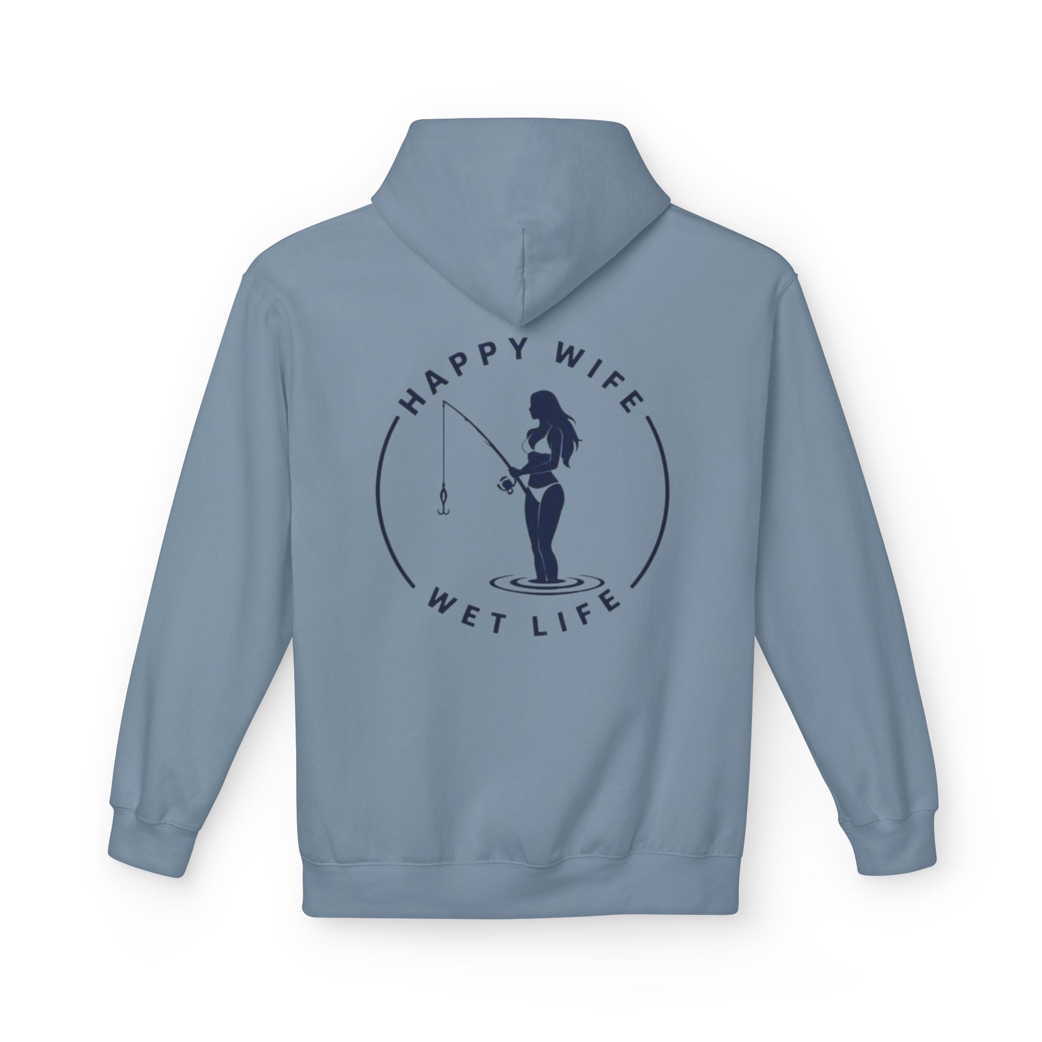 Happy Wife Wet Life Surf Hoodie — Minimal Surf Graphic Pullover