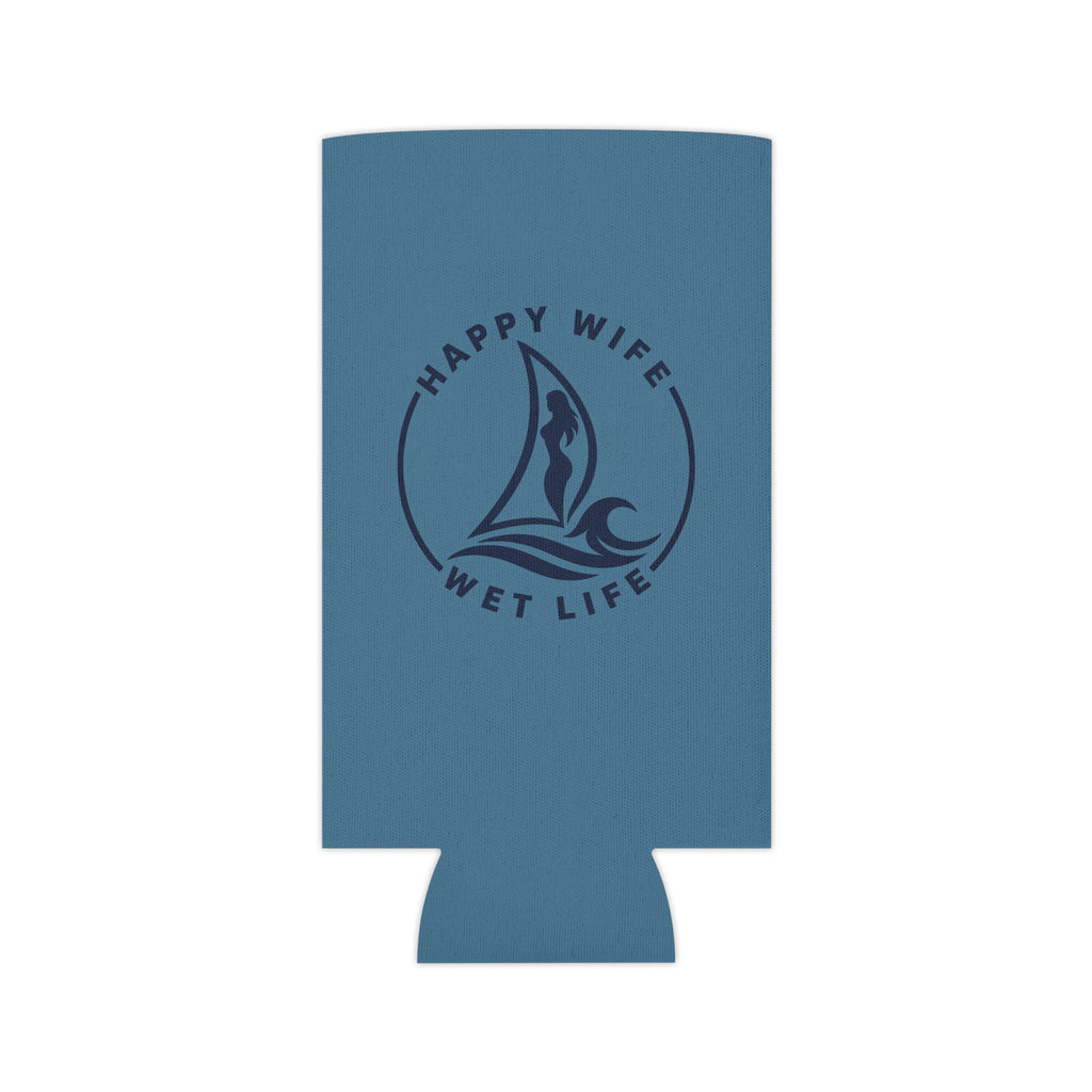 Happy Wife Wet Life Can Cooler — Nautical Sailboat Beer Koozie