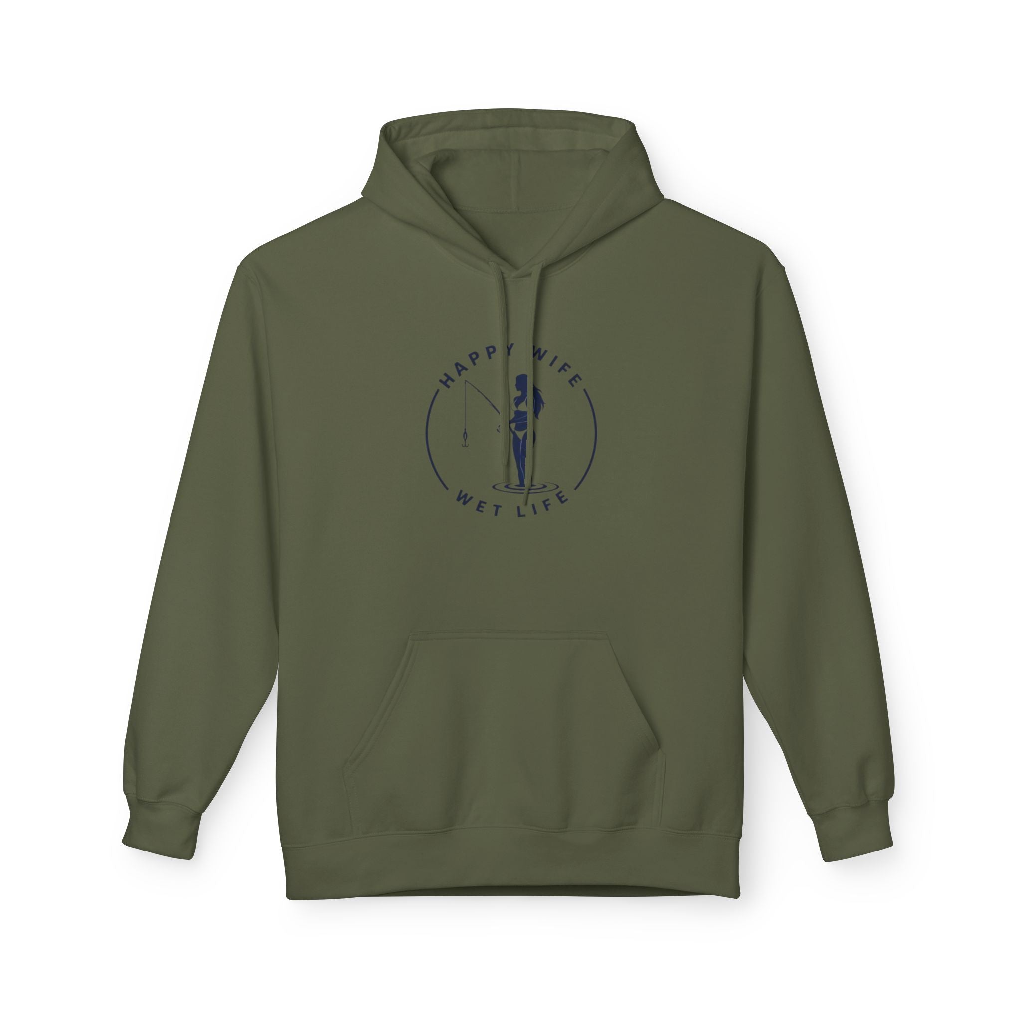 Happy Wife Wet Life Hoodie — Funny Fishing Couple Pullover
