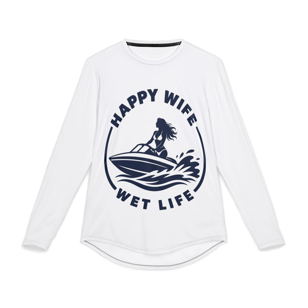 Men's UV Protection Long Sleeve Boating Shirt — "Happy Wife Wet Life" Coastal Sun Boating Shirt