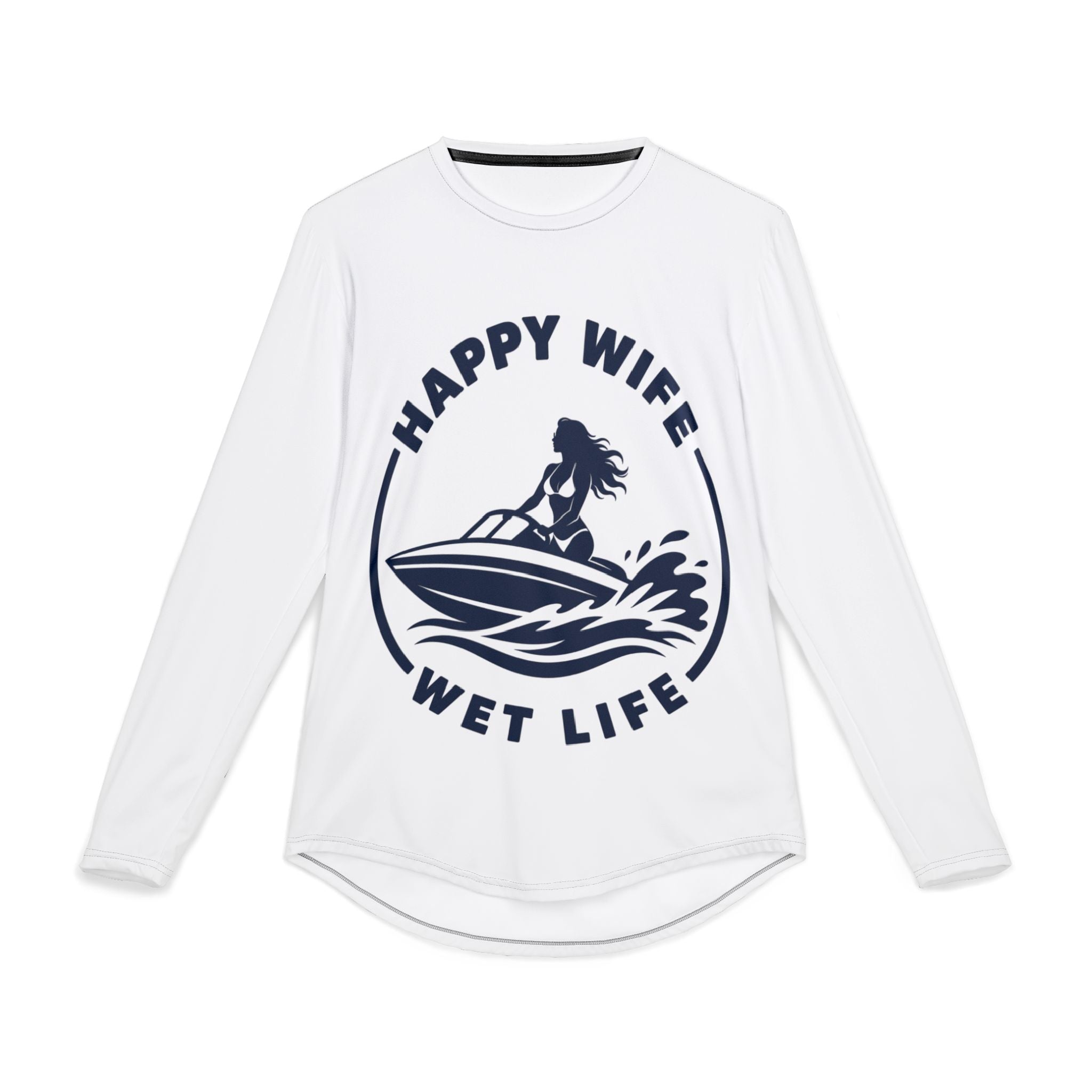 Men's UV Protection Long Sleeve Boating Shirt — "Happy Wife Wet Life" Coastal Sun Boating Shirt