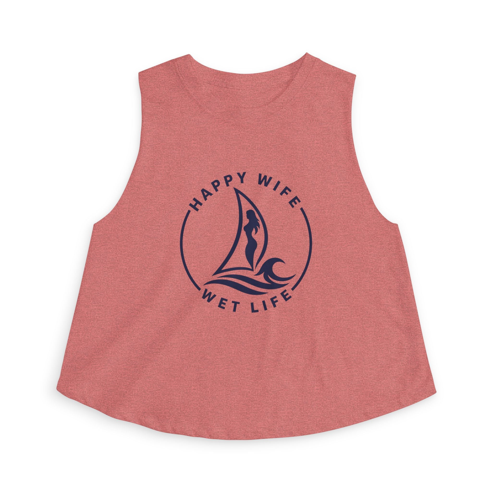 Happy Wife Wet Life Nautical Crop Top — Women's Sailboat Tank
