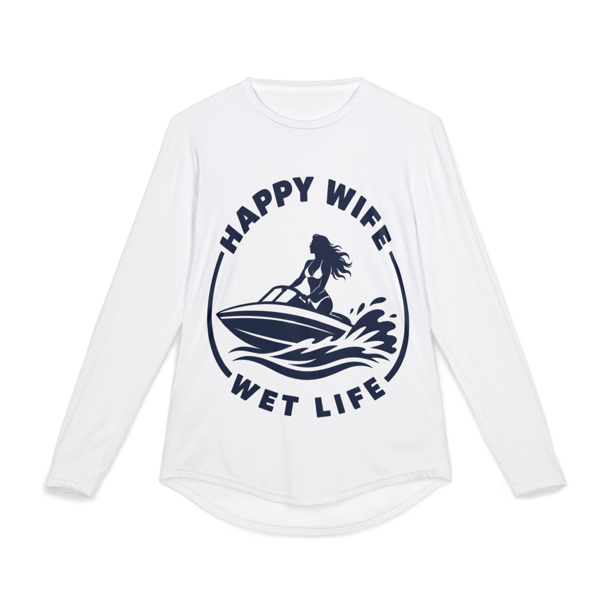 Men's UV Protection Long Sleeve Boating Shirt — "Happy Wife Wet Life" Coastal Sun Boating Shirt