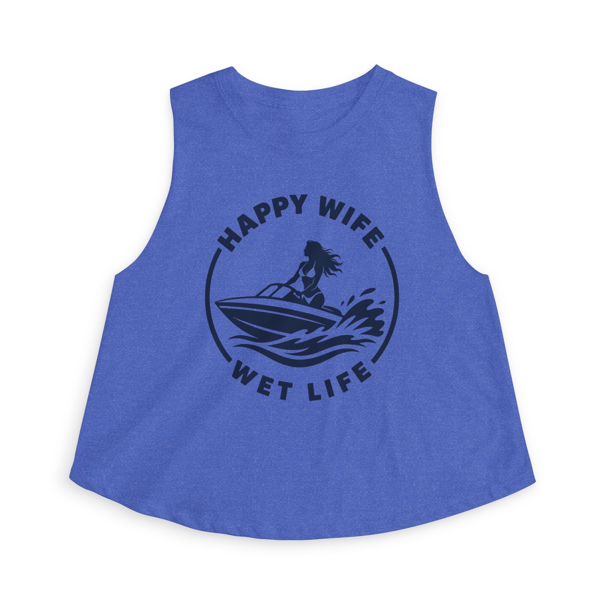 Happy Wife Wet Life Woman Boating Crop Top — Boating Summer Tank for Surfing Wives