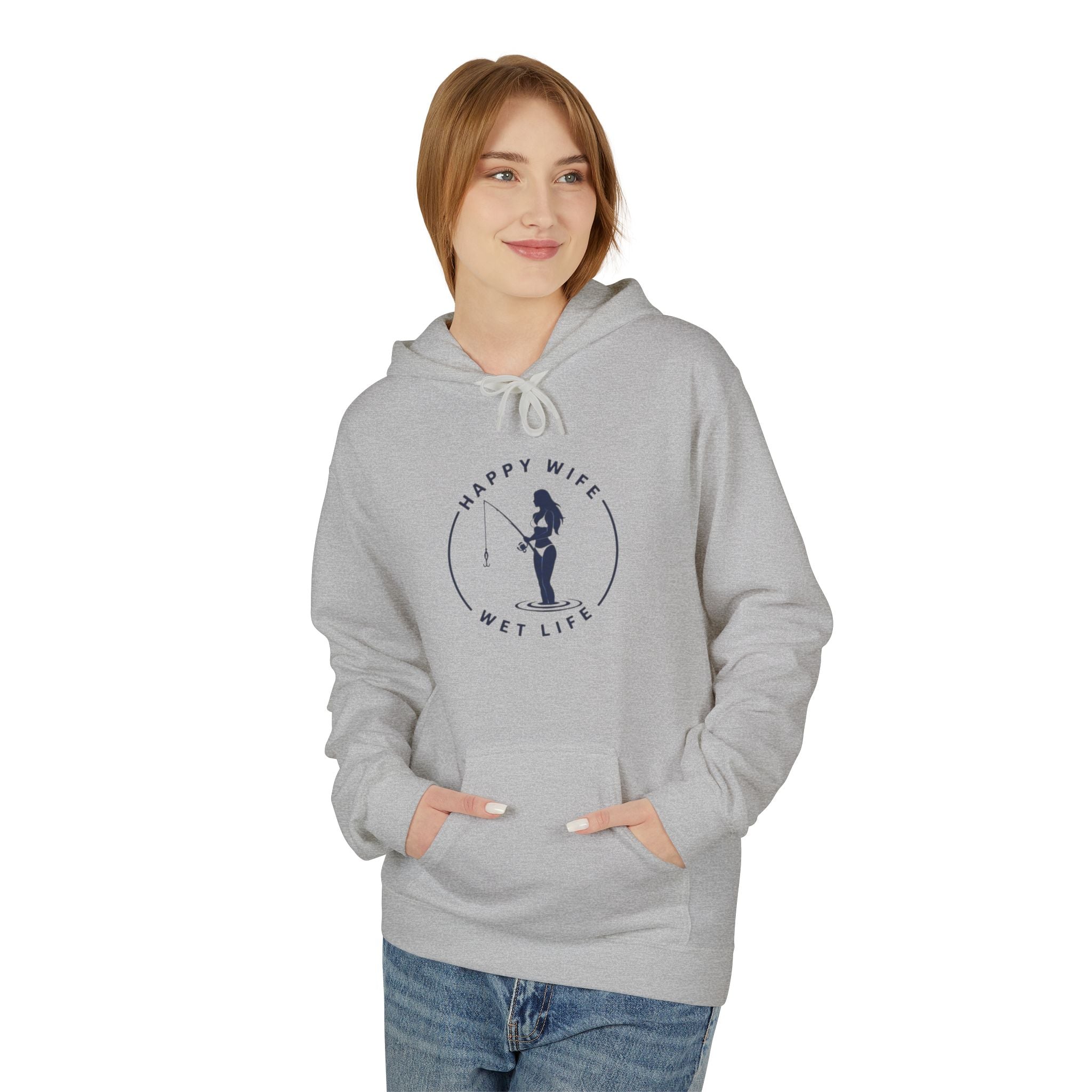 Happy Wife Wet Life Hoodie — Funny Fishing Couple Pullover