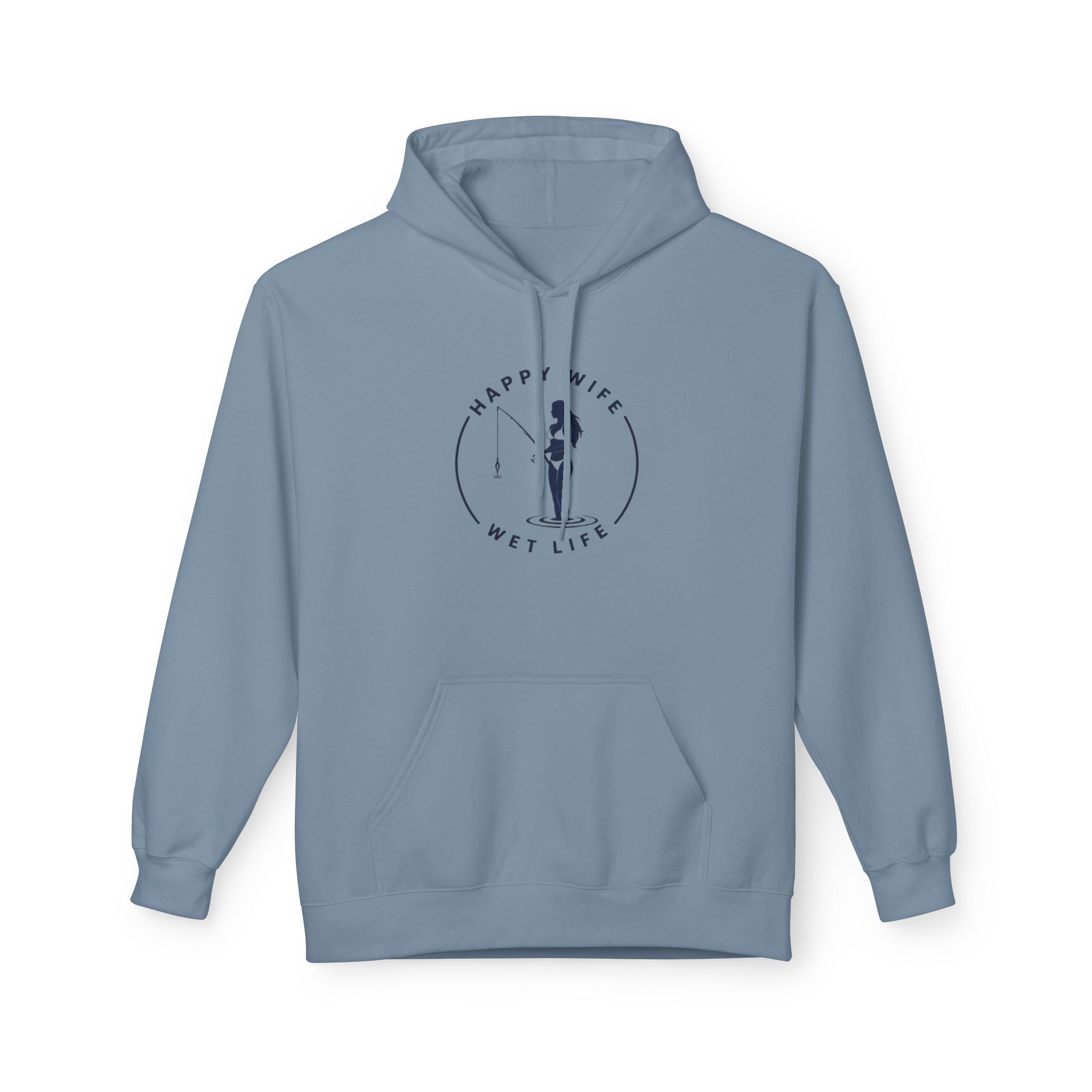 Happy Wife Wet Life Hoodie — Funny Fishing Couple Pullover
