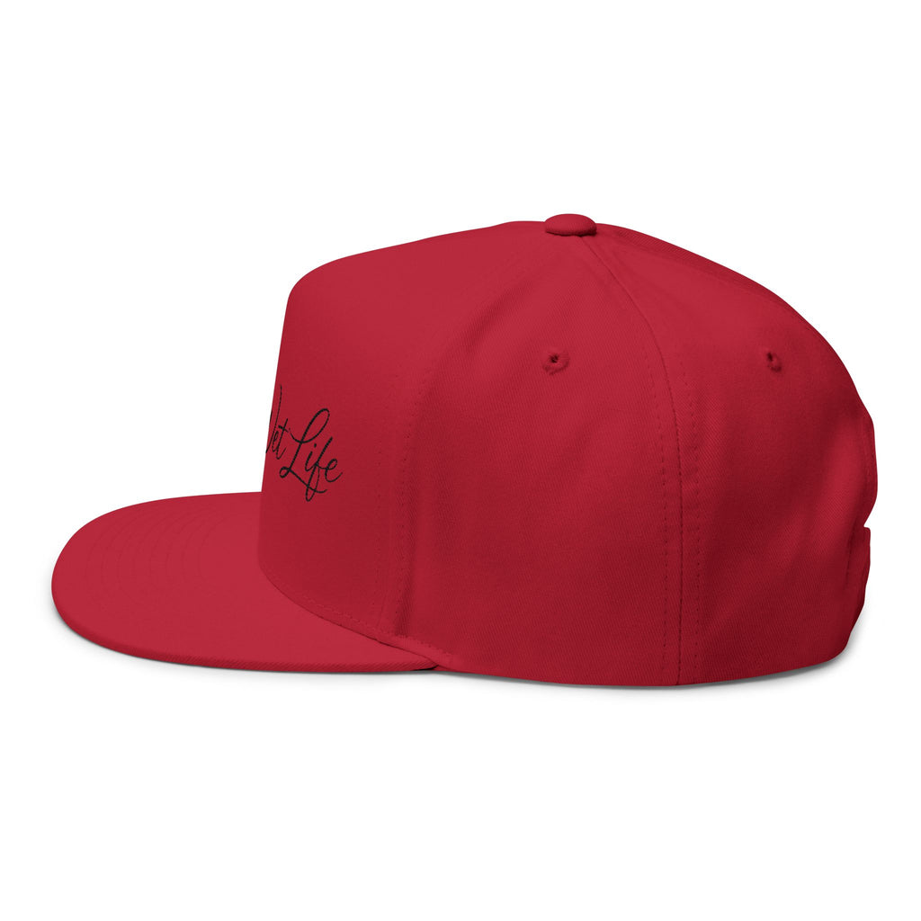 Flat Bill Cap — "Live the Wet Life" Embroidered Snapback (Fishing & Beach Lifestyle)