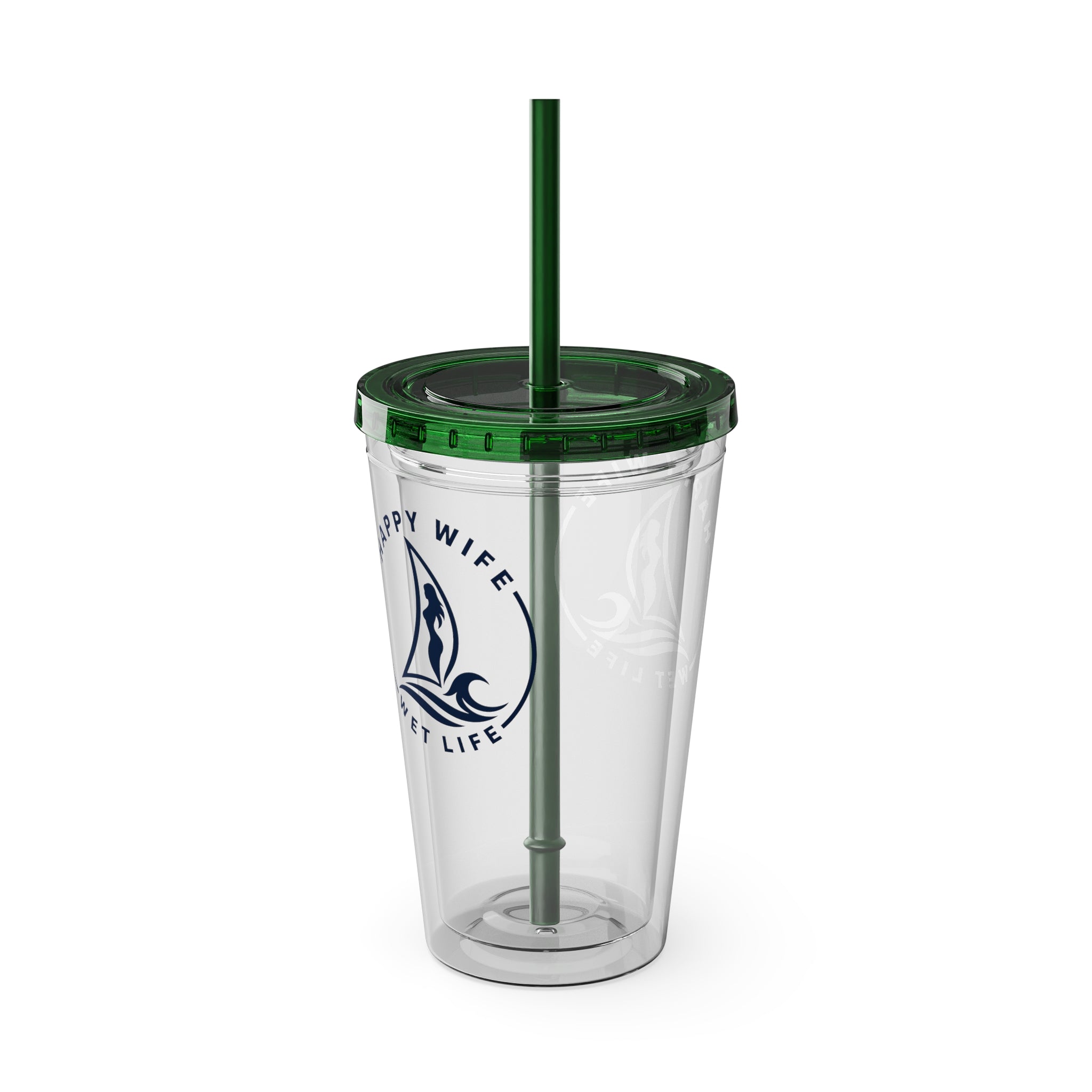 Sunsplash 16oz Tumbler with Straw — Happy Wife Happy Life Sailboat Design