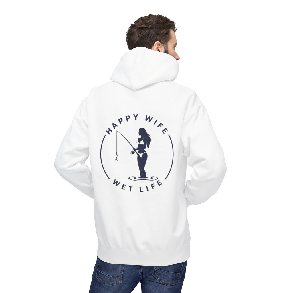 Happy Wife Wet Life Surf Hoodie — Minimal Surf Graphic Pullover