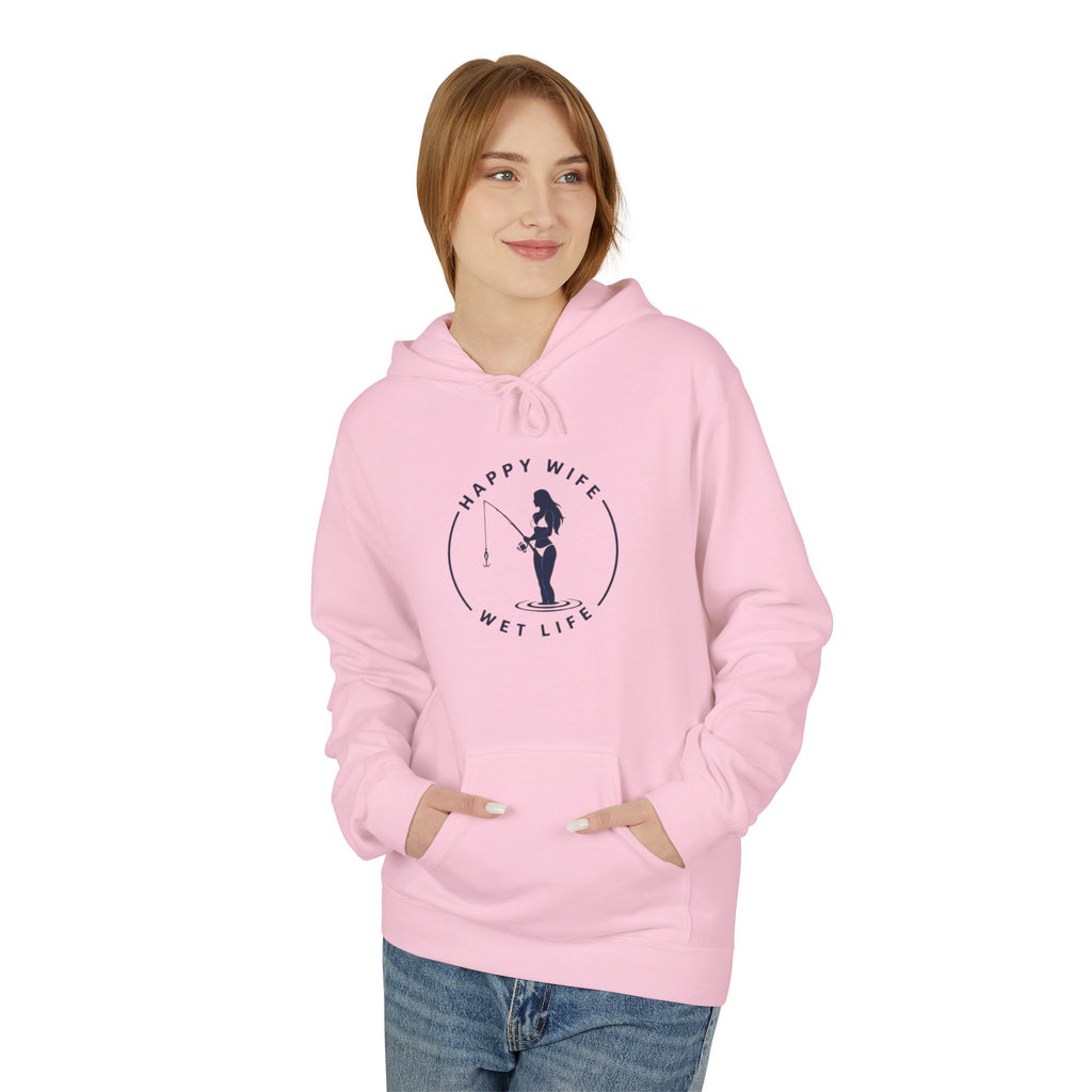 Happy Wife Wet Life Hoodie — Funny Fishing Couple Pullover