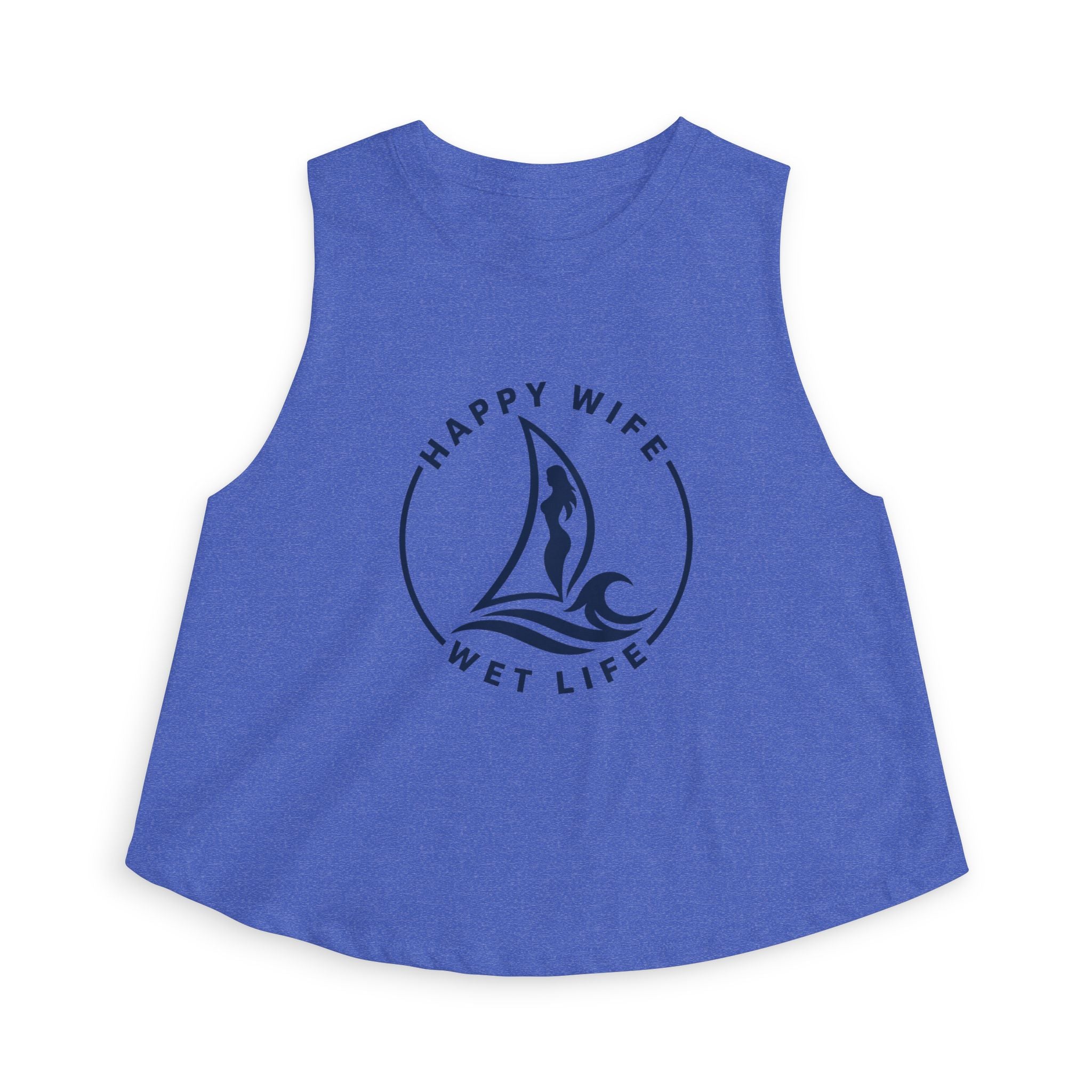 Happy Wife Wet Life Nautical Crop Top — Women's Sailboat Tank