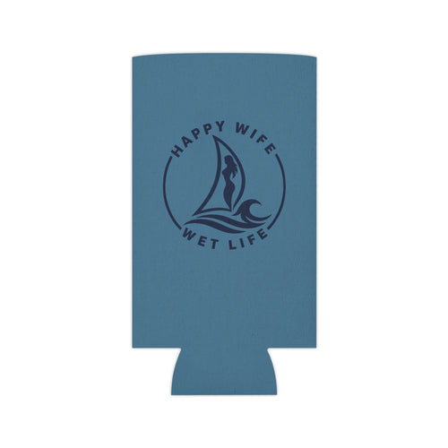 Happy Wife Wet Life Can Cooler — Nautical Sailboat Beer Koozie