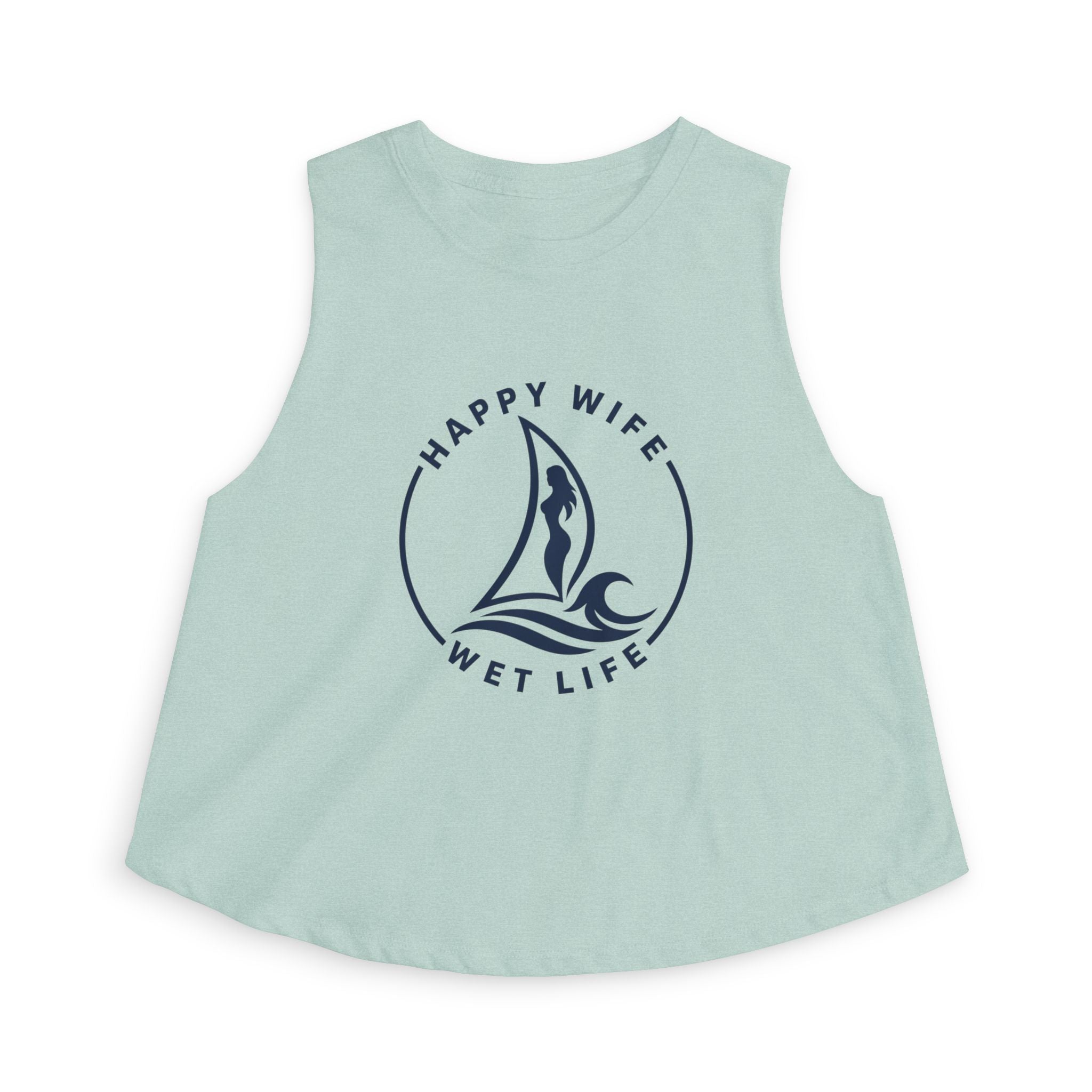 Happy Wife Wet Life Nautical Crop Top — Women's Sailboat Tank