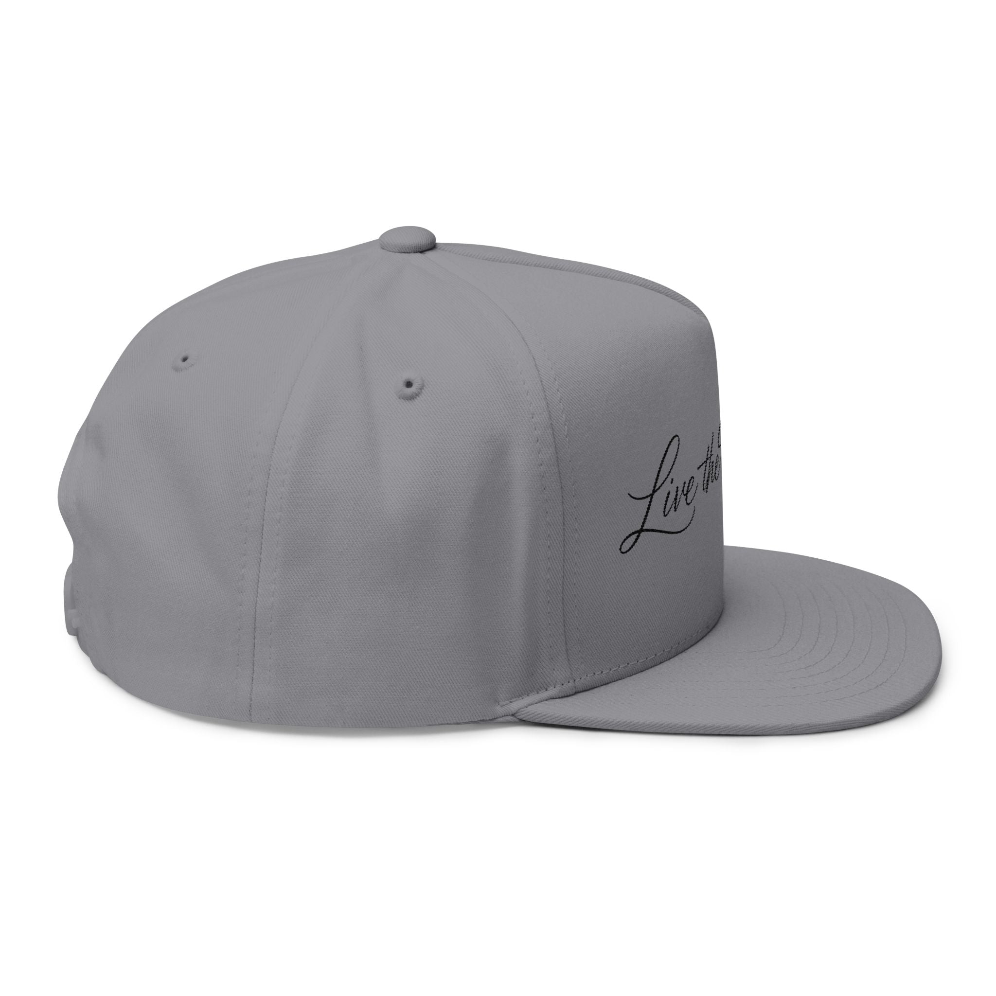 Flat Bill Cap — "Live the Wet Life" Embroidered Snapback (Fishing & Beach Lifestyle)