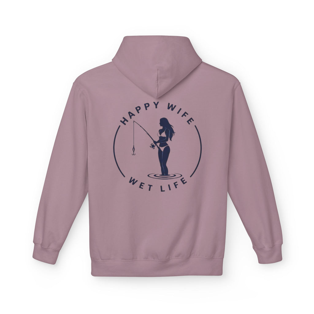 Happy Wife Wet Life Surf Hoodie — Minimal Surf Graphic Pullover