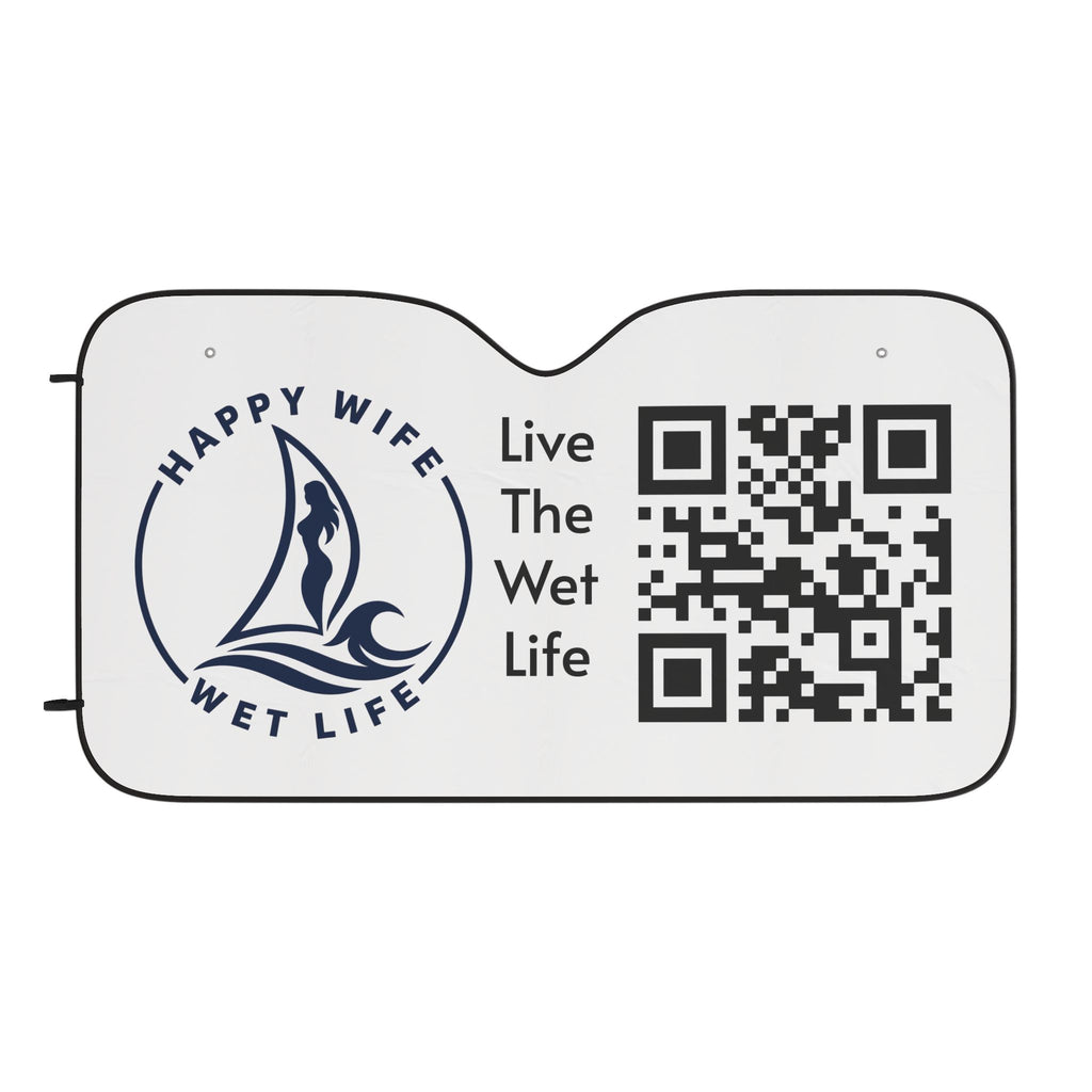 Car Sun Shade – "Happy Wife Wet Life" Sailboat Design with QR Code