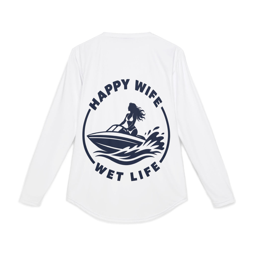 Men's UV Protection Long Sleeve Boating Shirt — "Happy Wife Wet Life" Coastal Sun Boating Shirt