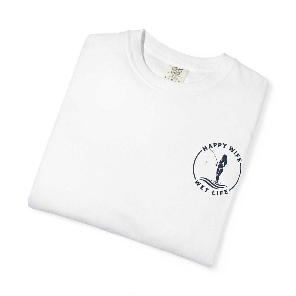Women Fishing Graphic T-Shirt — "Rhythm of the Cast" Garment-Dyed Tee