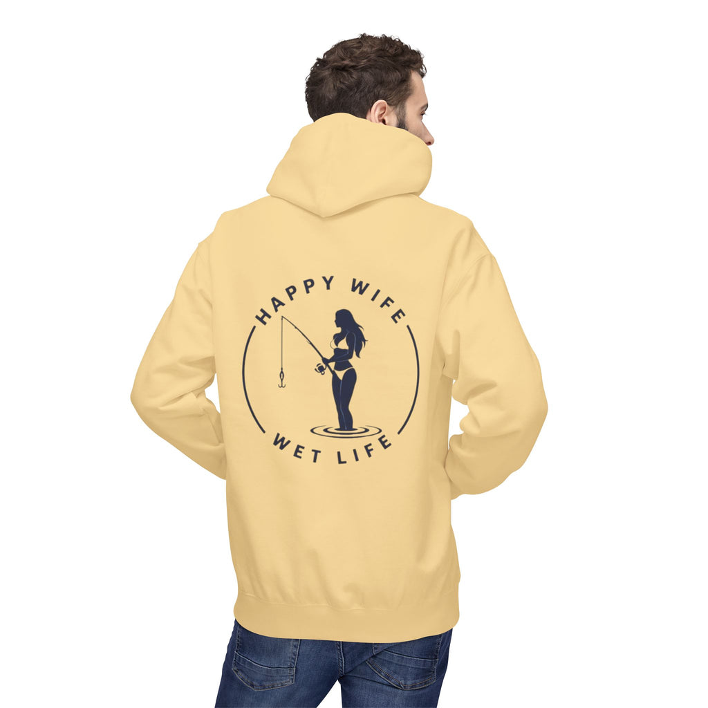 Happy Wife Wet Life Surf Hoodie — Minimal Surf Graphic Pullover