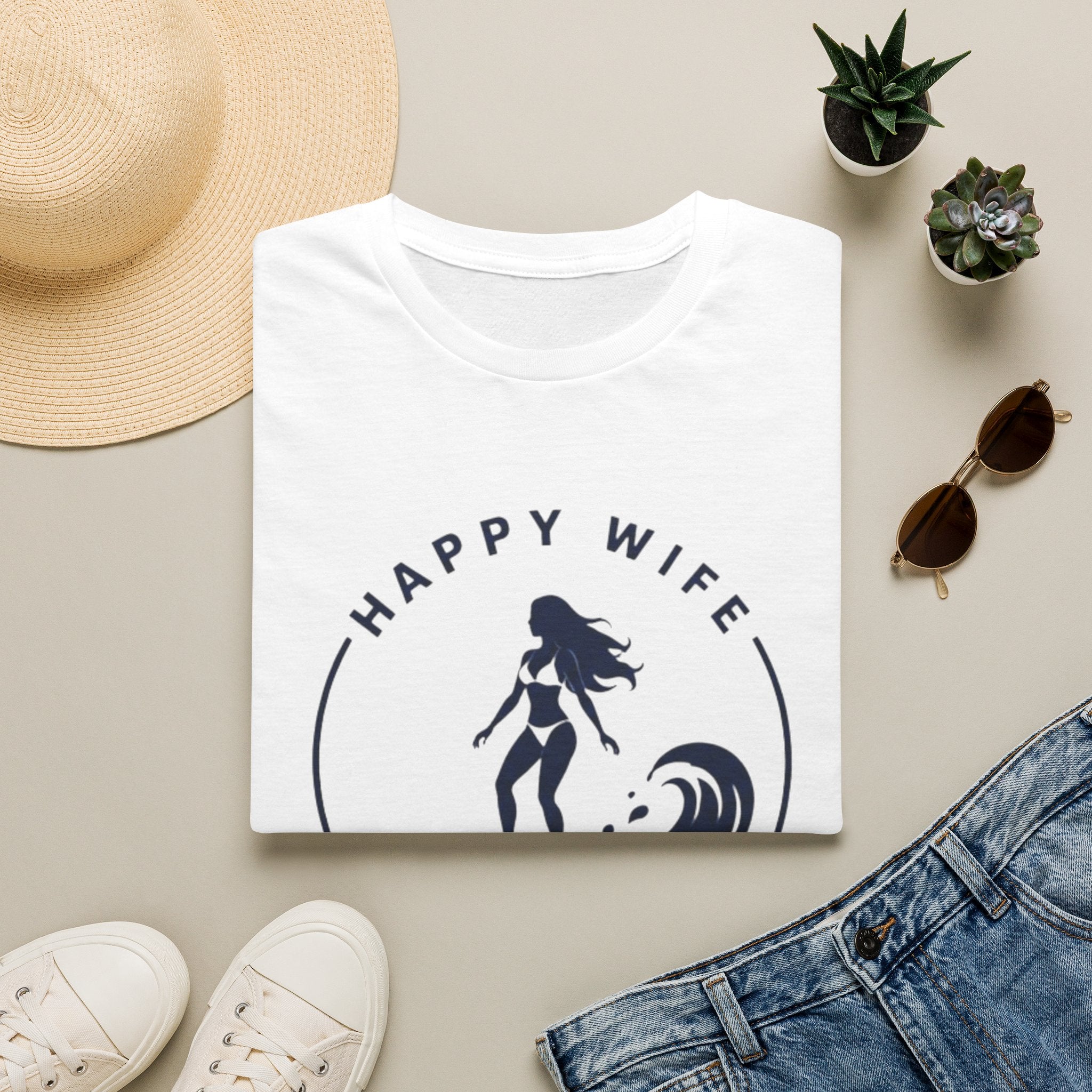Unisex Happy Wife Wet Life Surf T-Shirt