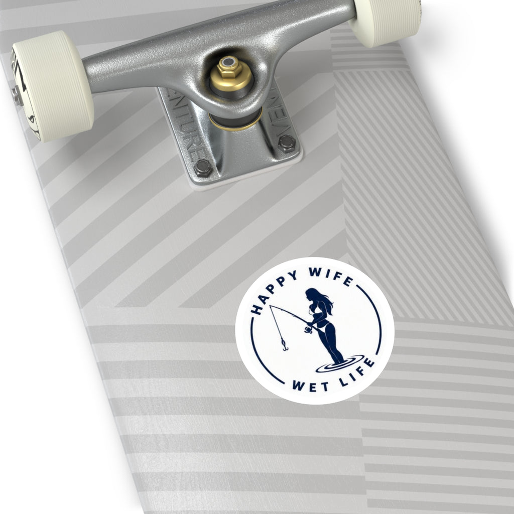 Happy Wife Wet Life Round Fishing Sticker