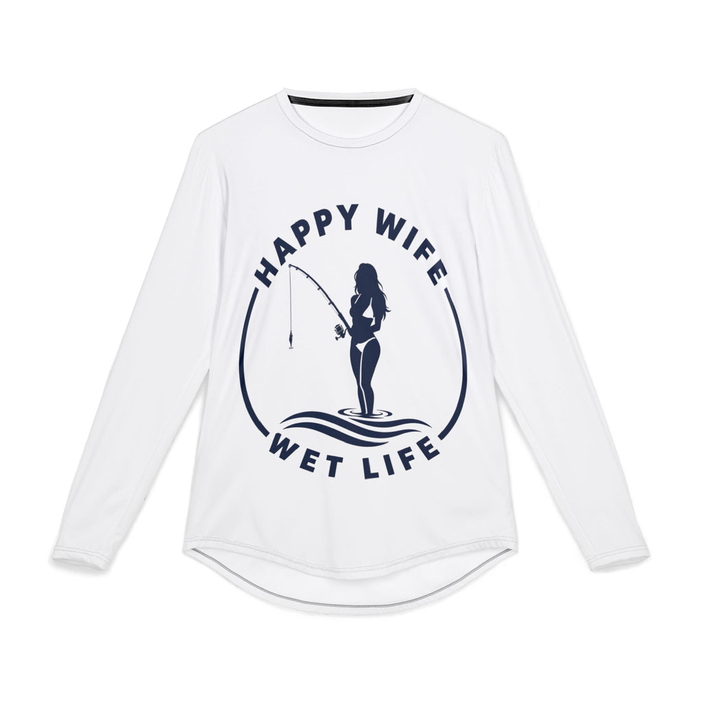 Men's UV Protection Long Sleeve Woman Fishing Shirt — "Happy Wife Wet Life" Coastal Sun Fishing Shirt