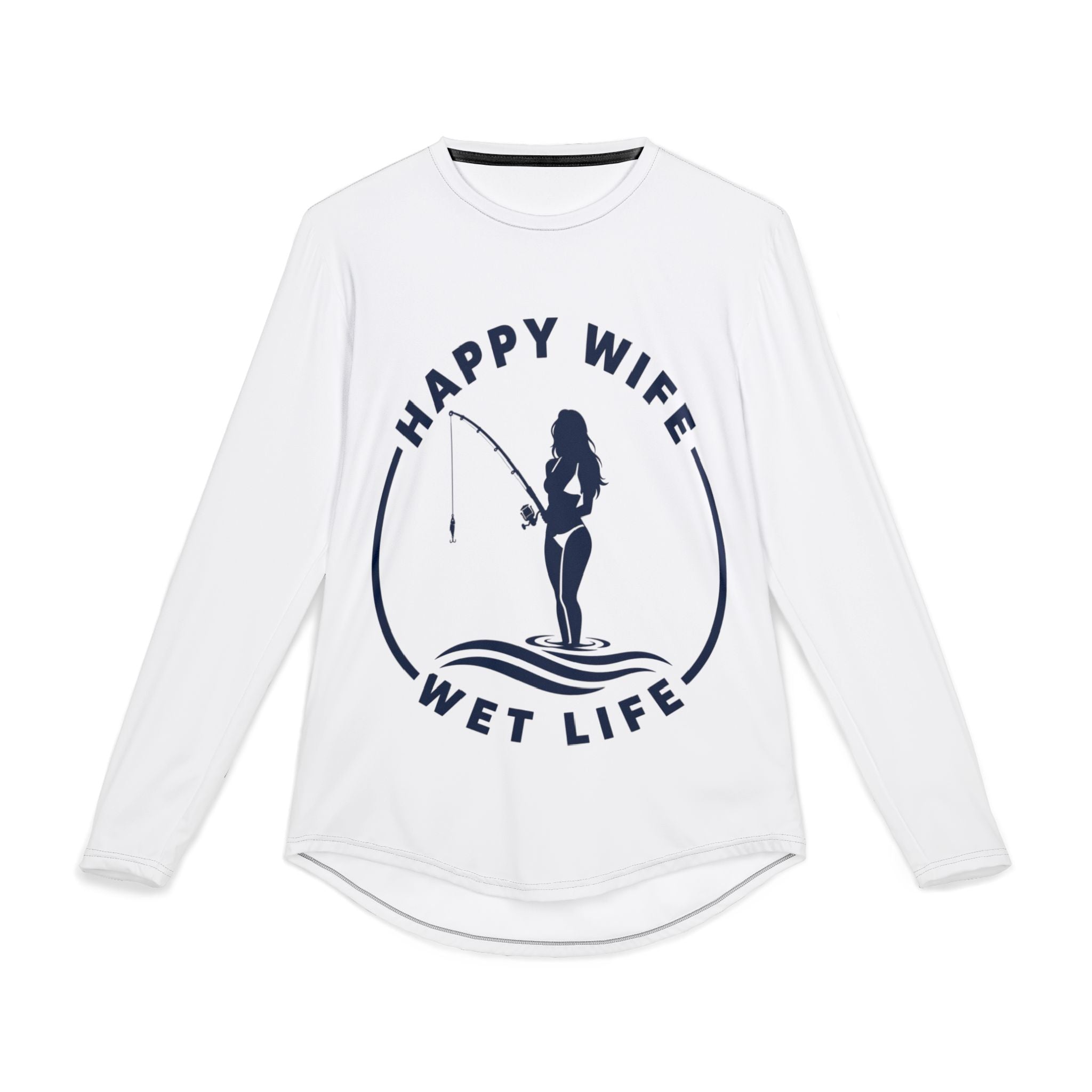 Men's UV Protection Long Sleeve Woman Fishing Shirt — "Happy Wife Wet Life" Coastal Sun Fishing Shirt