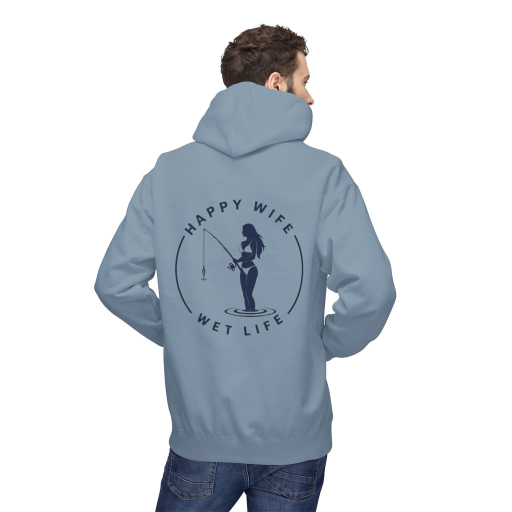 Happy Wife Wet Life Surf Hoodie — Minimal Surf Graphic Pullover