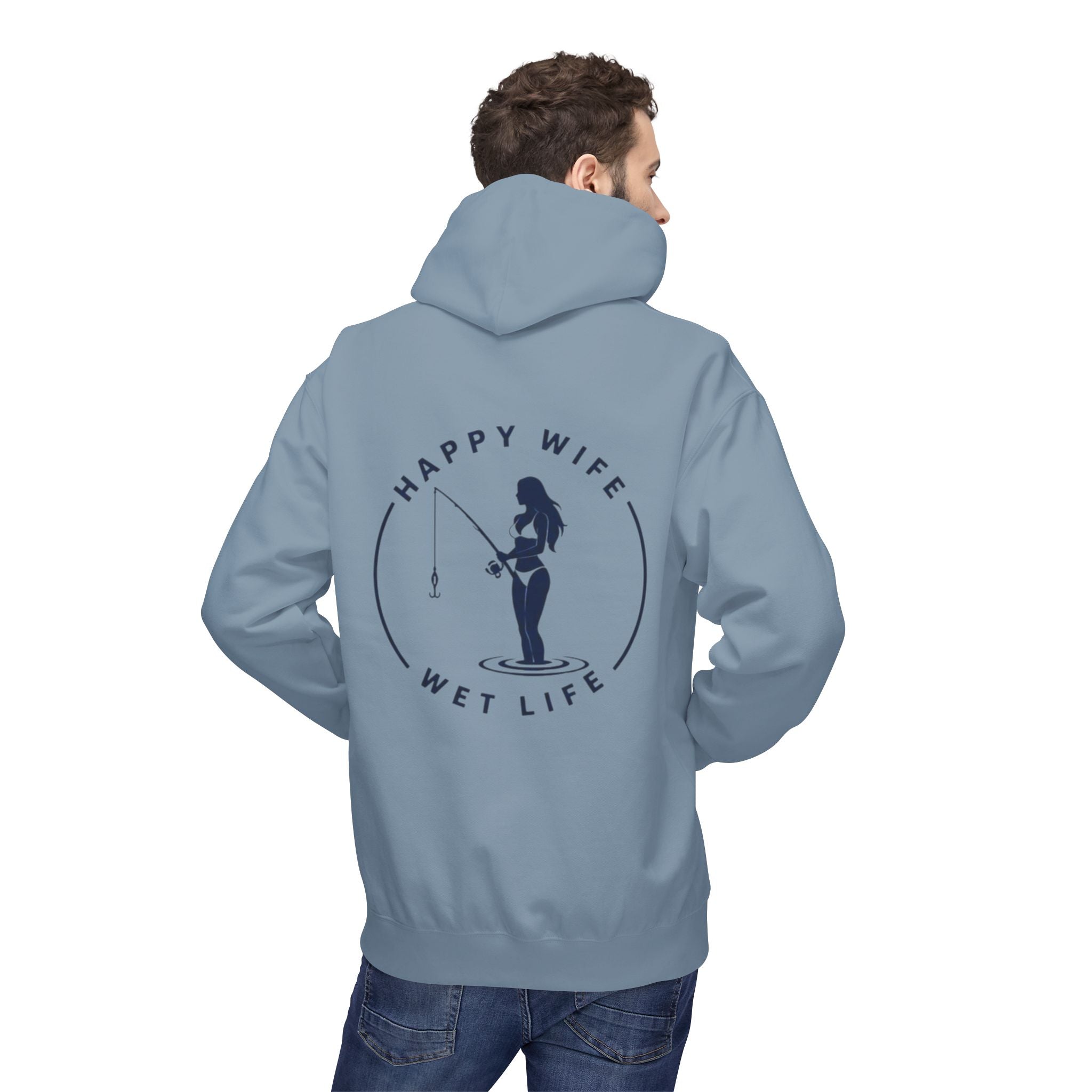 Happy Wife Wet Life Surf Hoodie — Minimal Surf Graphic Pullover