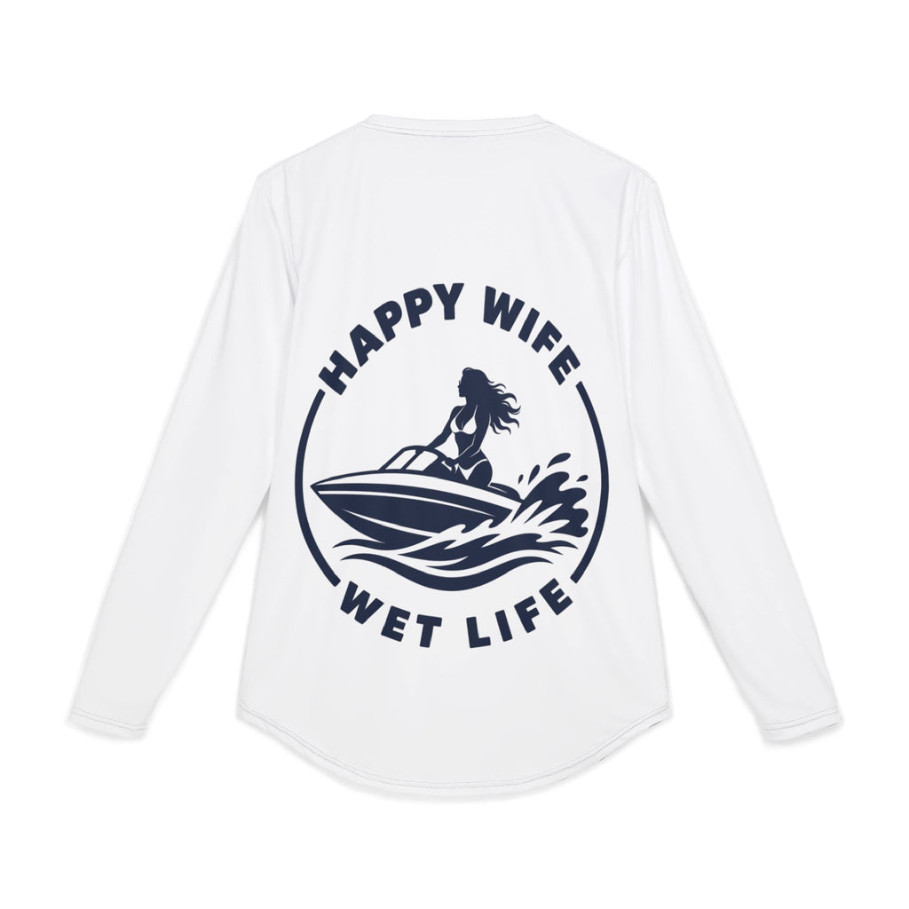 Men's UV Protection Long Sleeve Boating Shirt — "Happy Wife Wet Life" Coastal Sun Boating Shirt